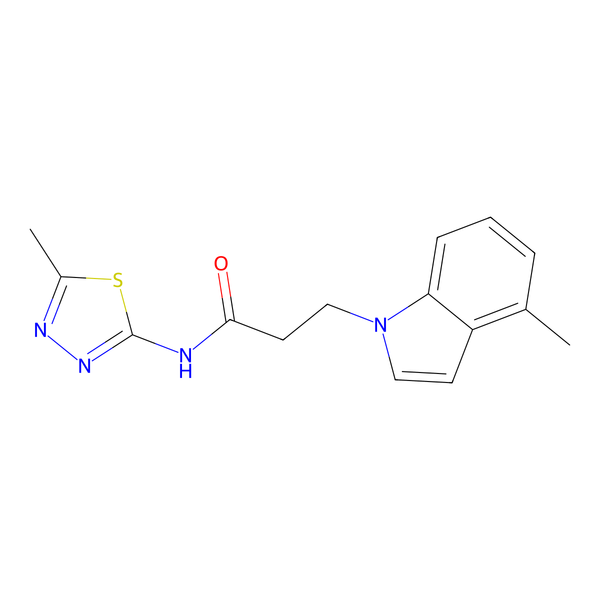 3-(4-methyl-1H-indol-1-yl)-N-[(2Z)-5-methyl-1,3,4-thiadiazol-2(3H)-ylidene]propanamide molecular structure, CAS 1219563-64-0