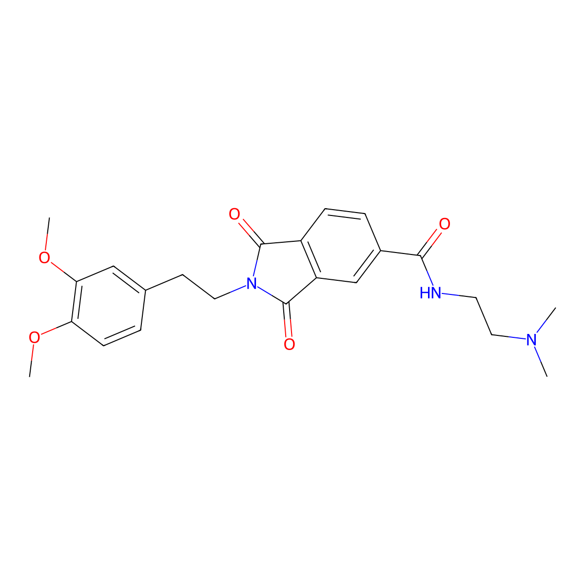 2-[2-(3,4-dimethoxyphenyl)ethyl]-N-[2-(dimethylamino)ethyl]-1,3-dioxo-2,3-dihydro-1H-isoindole-5-carboxamide molecular structure, CAS 1219563-67-3