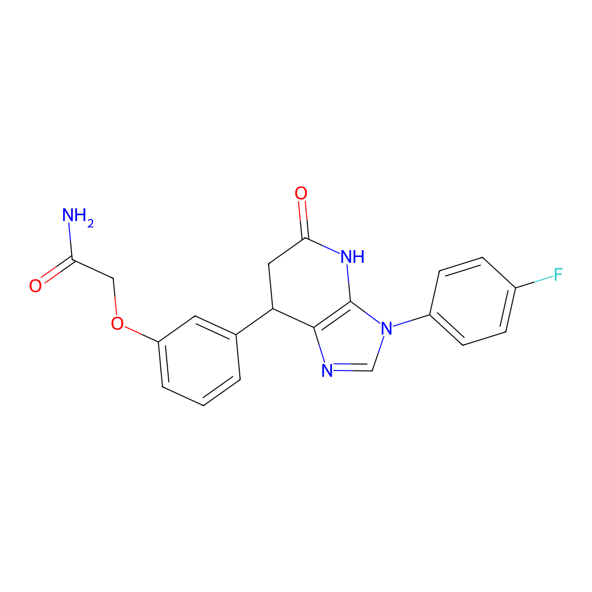 2-{3-[3-(4-fluorophenyl)-5-hydroxy-6,7-dihydro-3H-imidazo[4,5-b]pyridin-7-yl]phenoxy}acetamide molecular structure, CAS 1219563-94-6