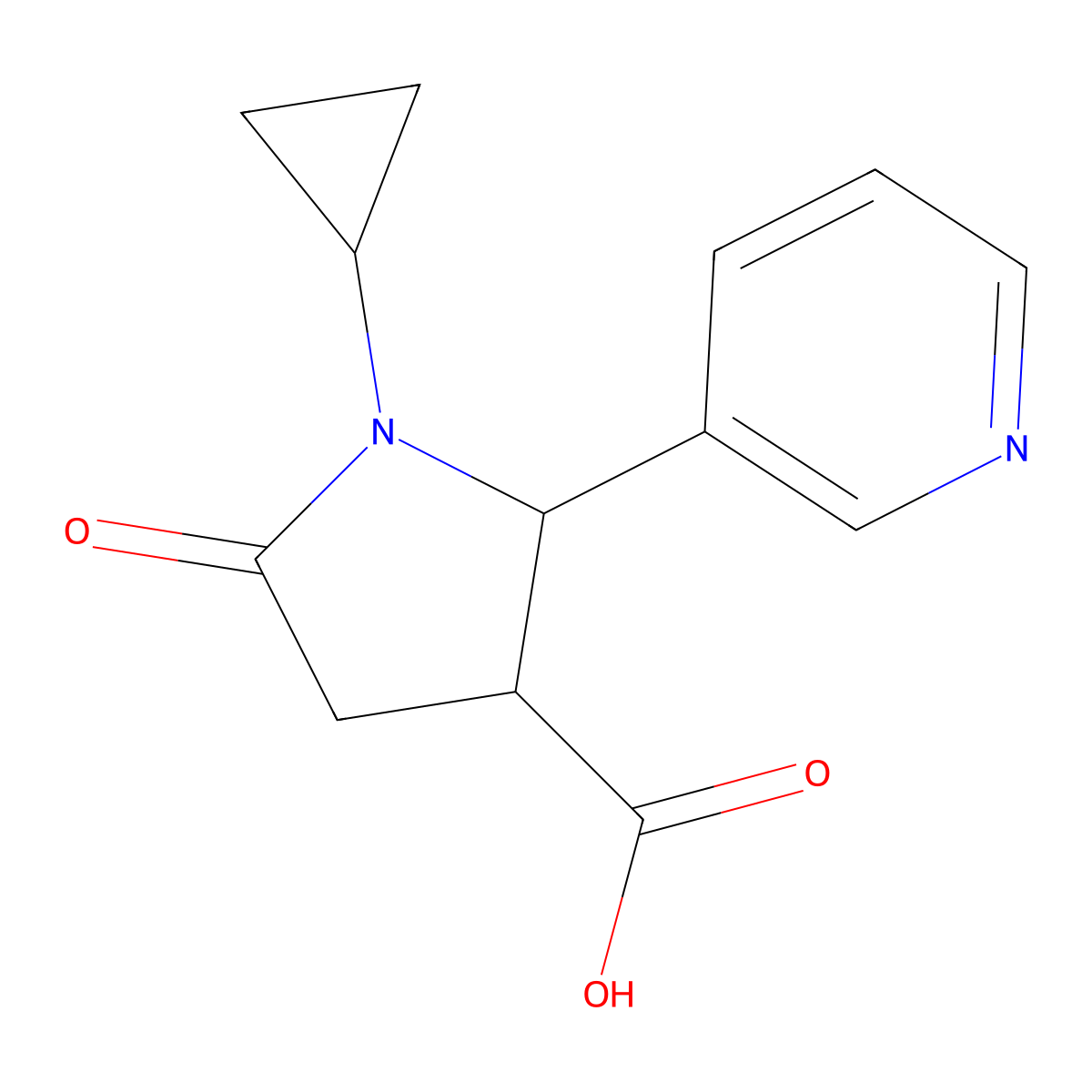 1-Cyclopropyl-5-oxo-2-(pyridin-3-yl)pyrrolidine-3-carboxylic acid molecular structure, CAS 1219564-01-8