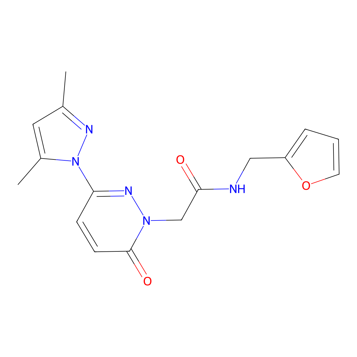 2-(3-(3,5-dimethyl-1H-pyrazol-1-yl)-6-oxopyridazin-1(6H)-yl)-N-(furan-2-ylmethyl)acetamide molecular structure, CAS 1219564-02-9