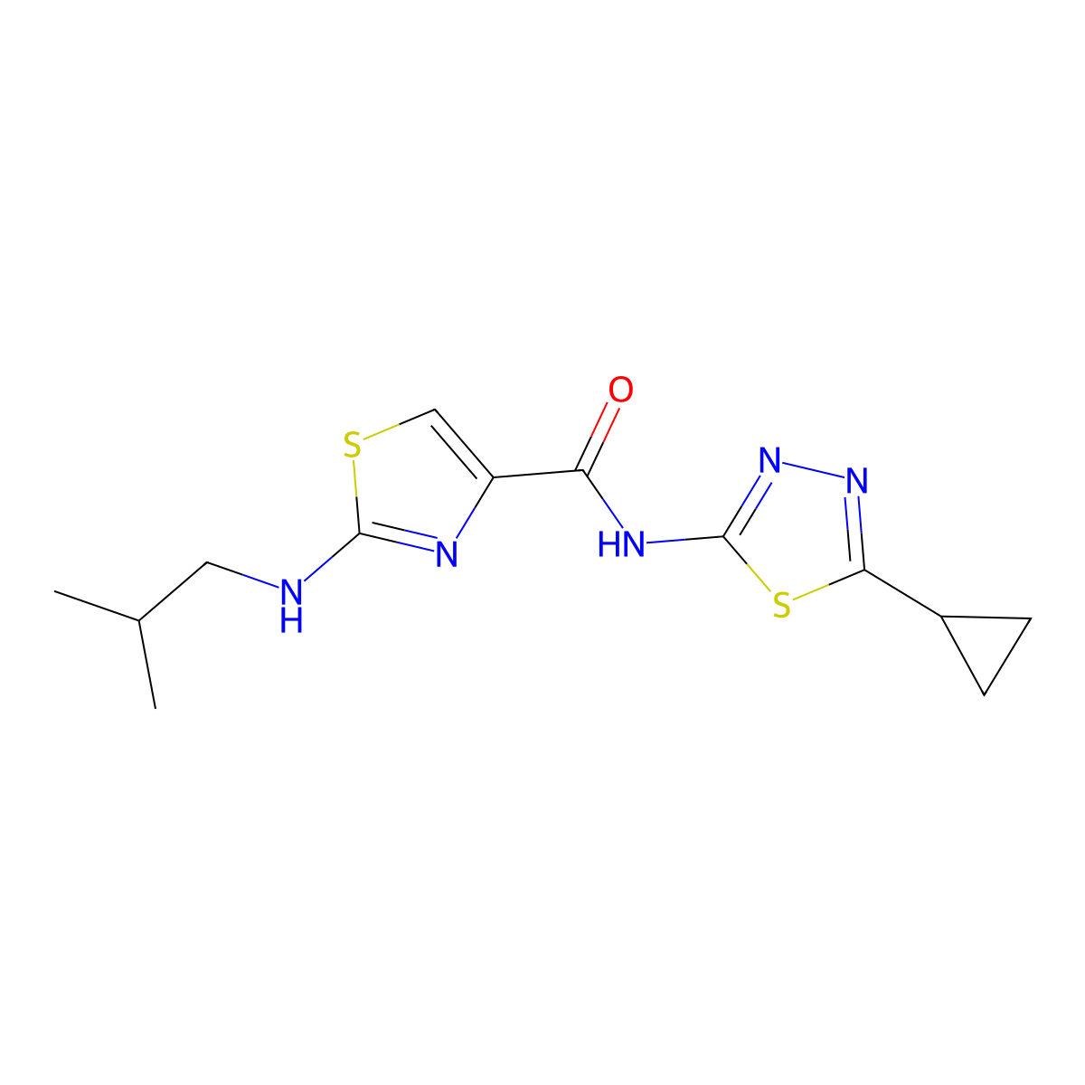 N-[(2E)-5-cyclopropyl-1,3,4-thiadiazol-2(3H)-ylidene]-2-[(2-methylpropyl)amino]-1,3-thiazole-4-carboxamide molecular structure, CAS 1219564-05-2