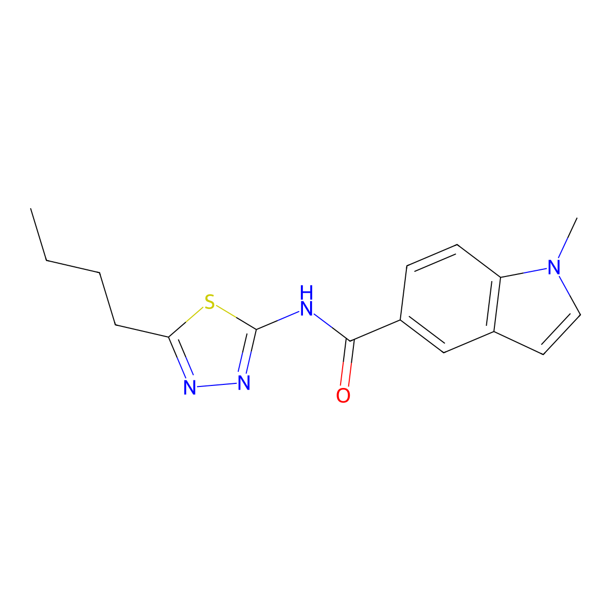 N-(5-butyl-1,3,4-thiadiazol-2-yl)-1-methyl-1H-indole-5-carboxamide molecular structure, CAS 1219564-08-5