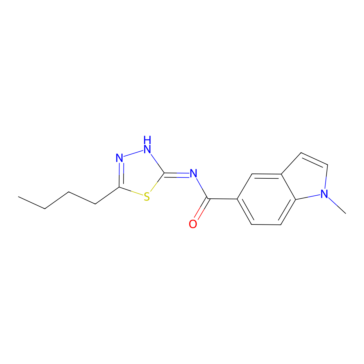 N-(5-butyl-1,3,4-thiadiazol-2-yl)-1-methyl-1H-indole-5-carboxamide molecular structure, CAS 1219564-08-5