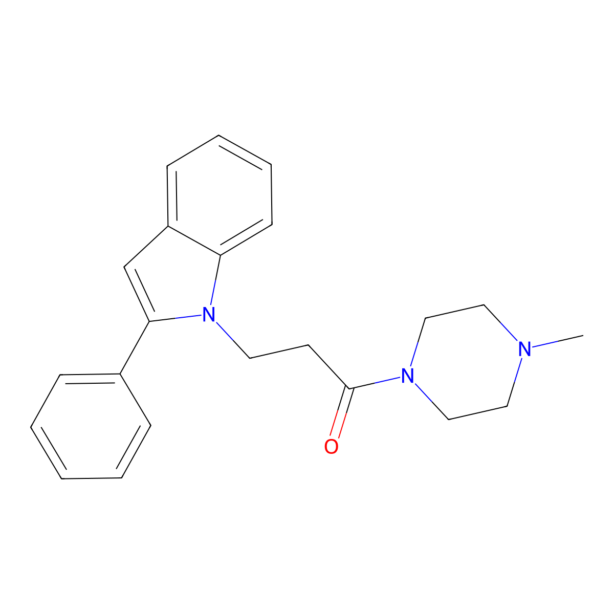 1-(4-methylpiperazin-1-yl)-3-(2-phenyl-1H-indol-1-yl)propan-1-one molecular structure, CAS 1219564-09-6