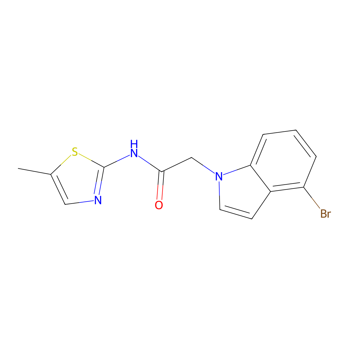 2-(4-bromo-1H-indol-1-yl)-N-(5-methyl-1,3-thiazol-2-yl)acetamide molecular structure, CAS 1219564-16-5