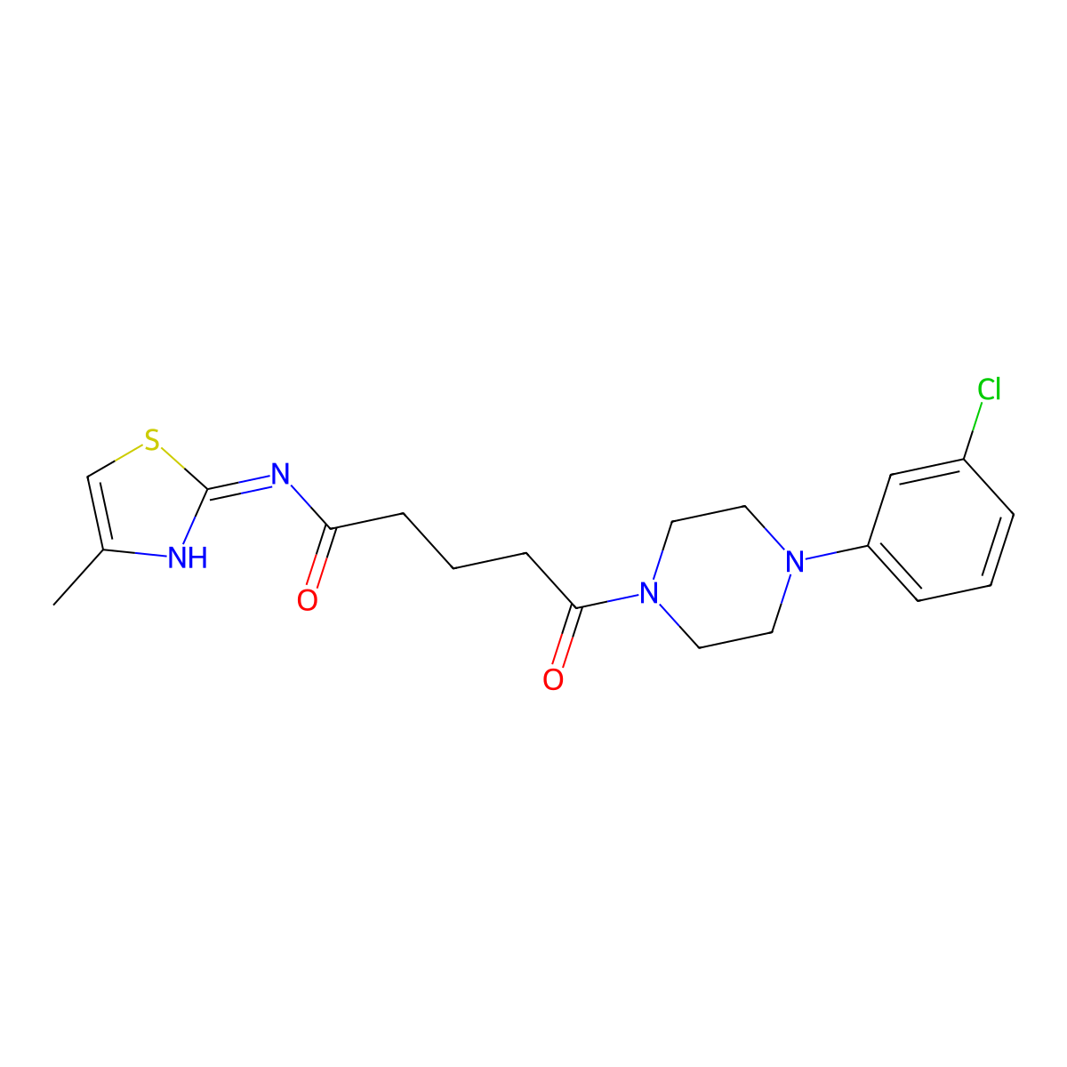 5-[4-(3-chlorophenyl)piperazin-1-yl]-N-[(2E)-4-methyl-1,3-thiazol-2(3H)-ylidene]-5-oxopentanamide molecular structure, CAS 1219564-28-9