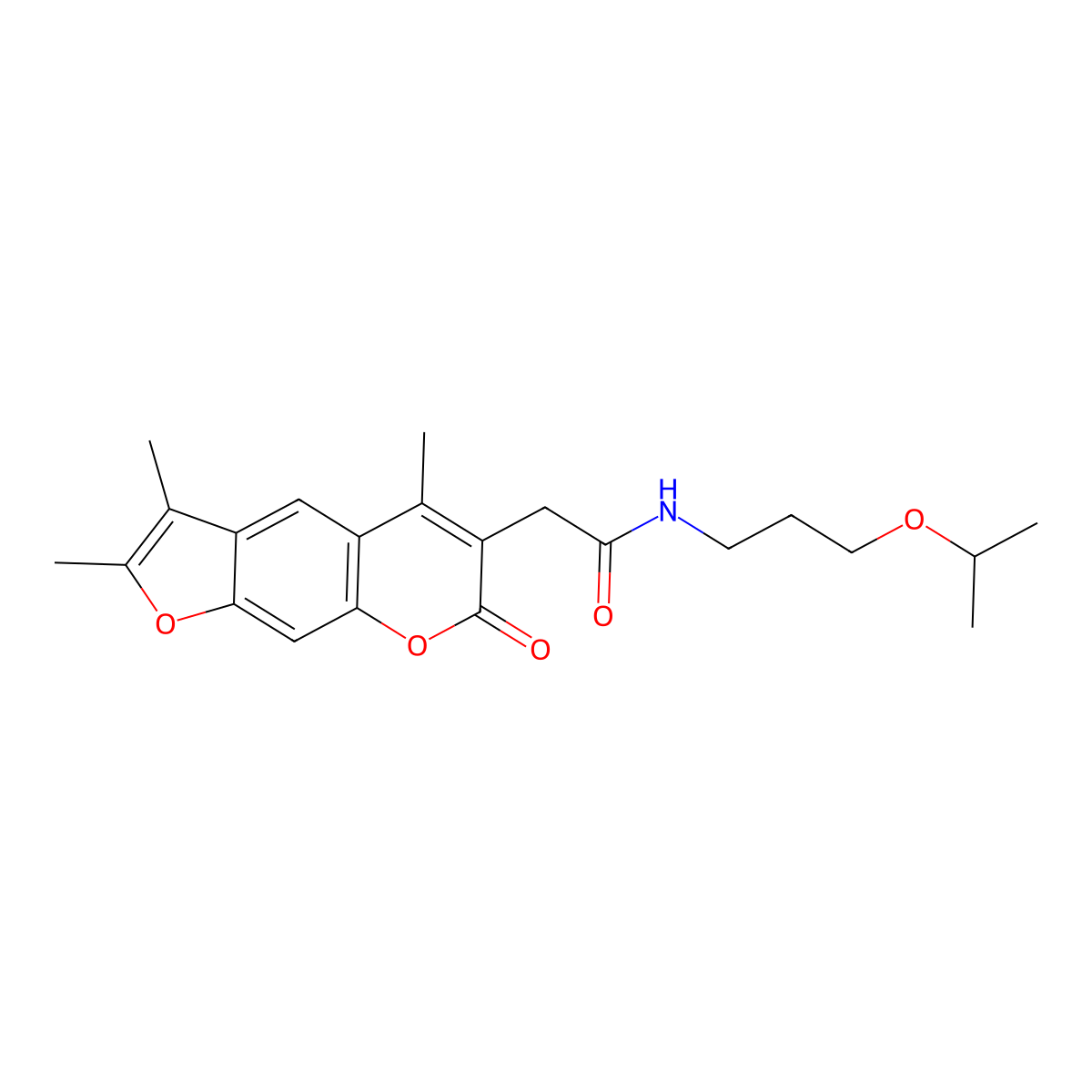 N-(3-isopropoxypropyl)-2-(2,3,5-trimethyl-7-oxo-7H-furo[3,2-g]chromen-6-yl)acetamide molecular structure, CAS 1219564-42-7
