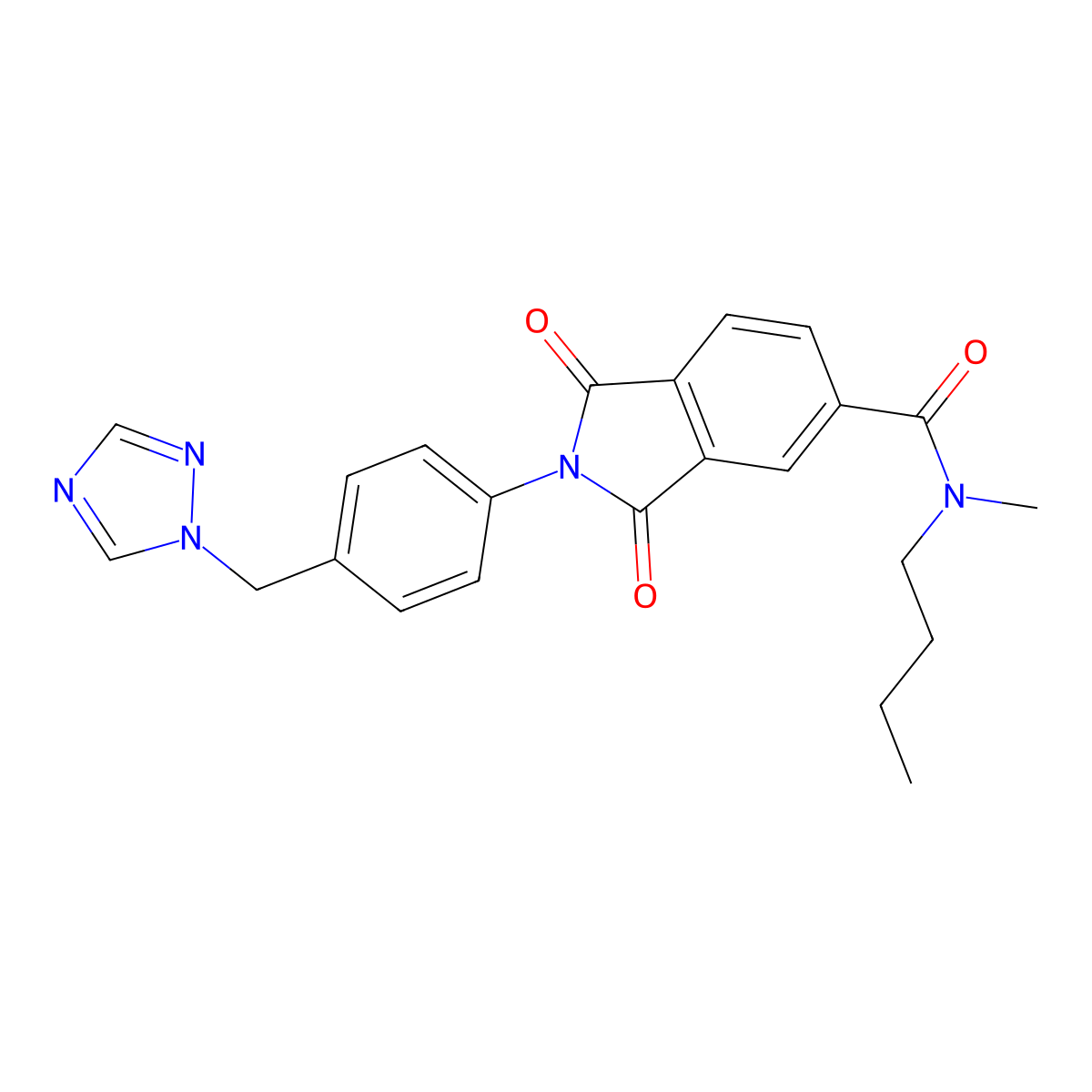N-butyl-N-methyl-1,3-dioxo-2-[4-(1H-1,2,4-triazol-1-ylmethyl)phenyl]-2,3-dihydro-1H-isoindole-5-carboxamide molecular structure, CAS 1219564-60-9