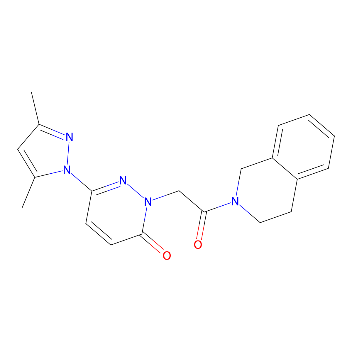 2-(2-(3,4-dihydroisoquinolin-2(1H)-yl)-2-oxoethyl)-6-(3,5-dimethyl-1H-pyrazol-1-yl)pyridazin-3(2H)-one molecular structure, CAS 1219564-69-8