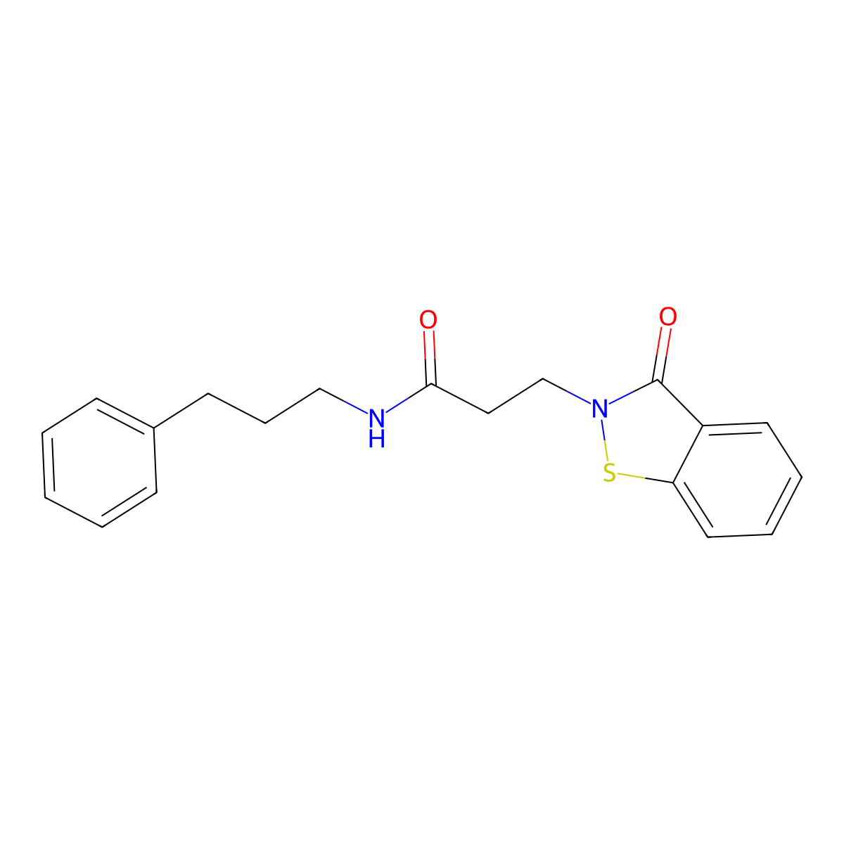3-(3-oxo-1,2-benzothiazol-2(3H)-yl)-N-(3-phenylpropyl)propanamide molecular structure, CAS 1219564-90-5