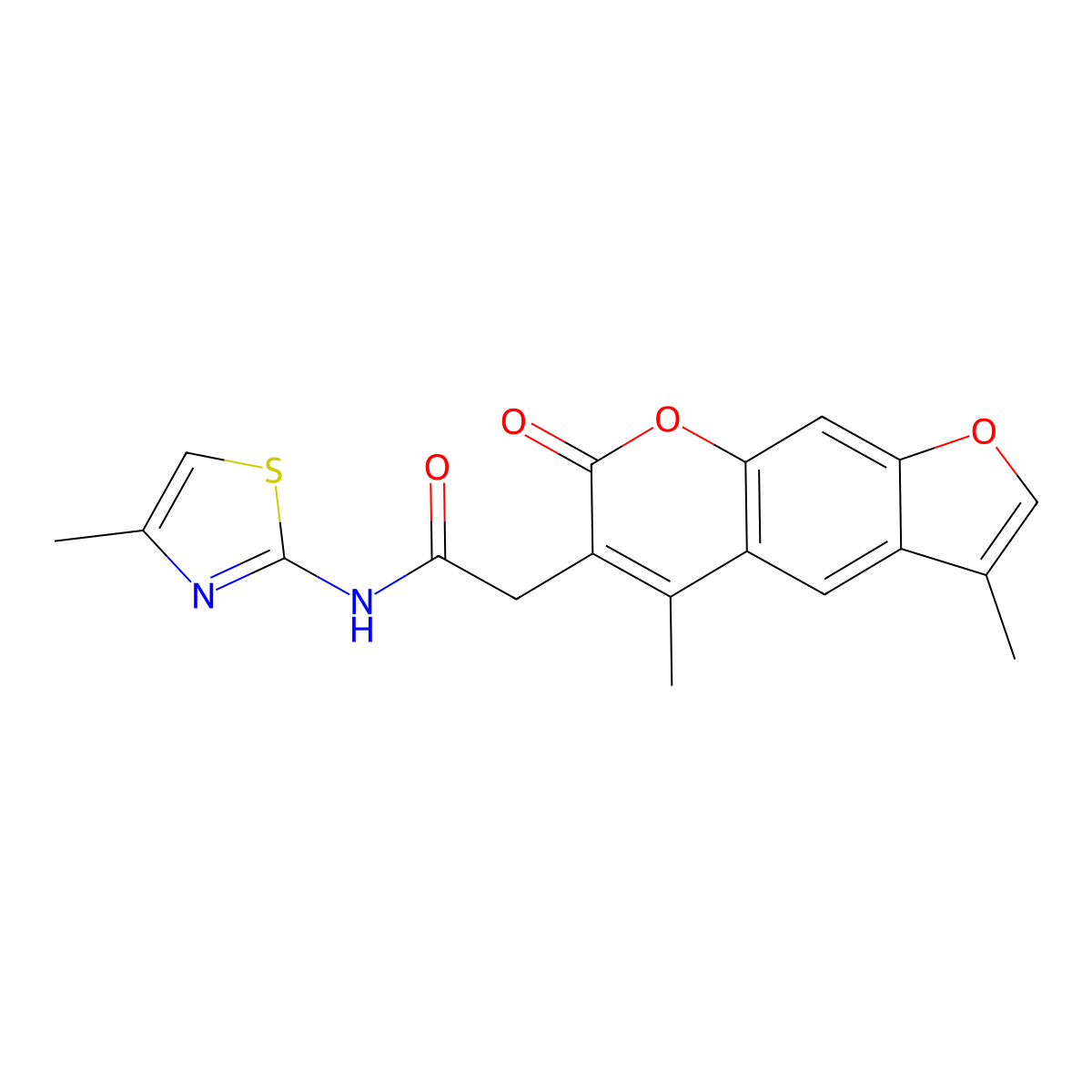 2-(3,5-dimethyl-7-oxo-7H-furo[3,2-g]chromen-6-yl)-N-(4-methyl-1,3-thiazol-2-yl)acetamide molecular structure, CAS 1219564-94-9