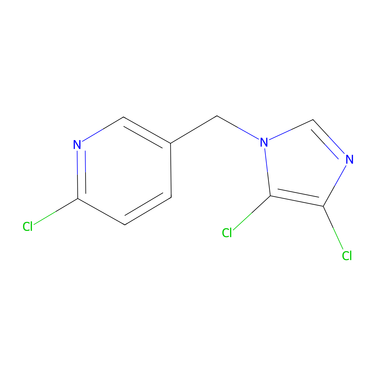 2-chloro-5-((4,5-dichloro-1H-imidazol-1-yl)methyl)pyridine molecular structure, CAS 1219564-99-4