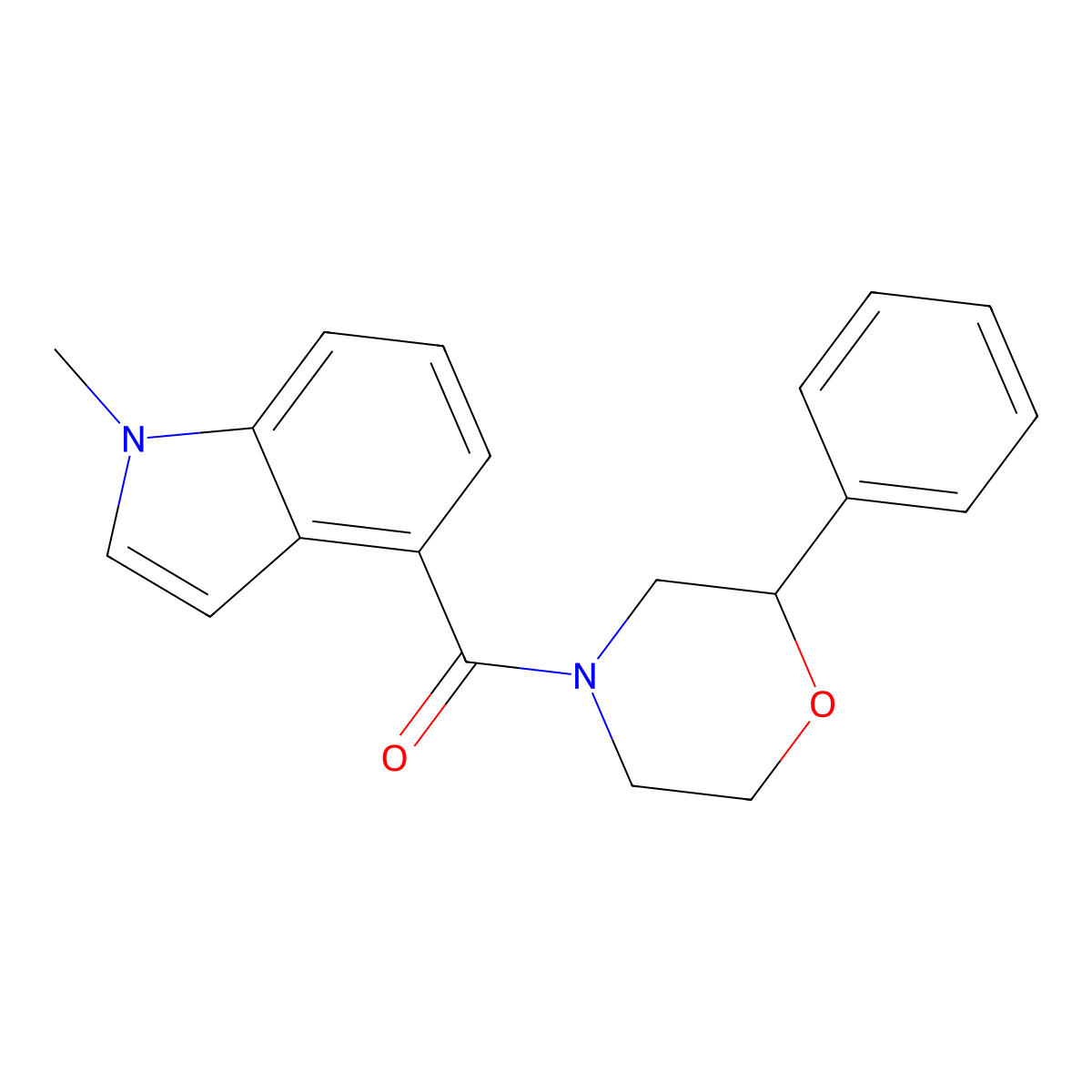 (1-methyl-1H-indol-4-yl)(2-phenylmorpholin-4-yl)methanone molecular structure, CAS 1219565-02-2