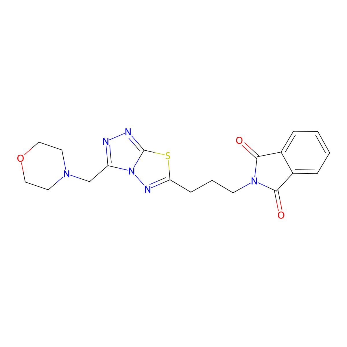 2-{3-[3-(morpholin-4-ylmethyl)[1,2,4]triazolo[3,4-b][1,3,4]thiadiazol-6-yl]propyl}-1H-isoindole-1,3(2H)-dione molecular structure, CAS 1219565-03-3