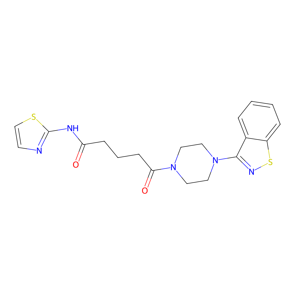 5-[4-(1,2-benzothiazol-3-yl)piperazin-1-yl]-5-oxo-N-(1,3-thiazol-2-yl)pentanamide molecular structure, CAS 1219565-04-4