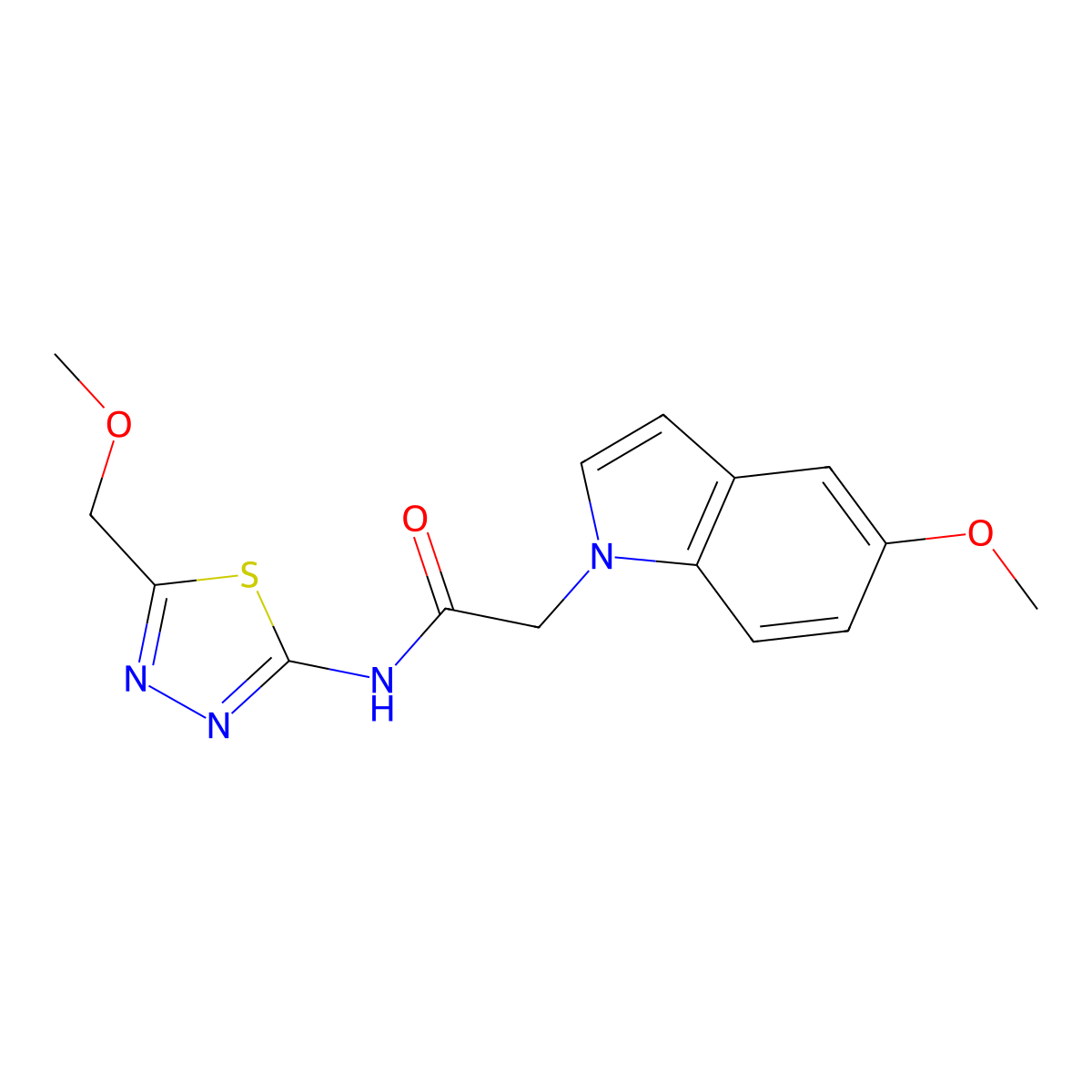 2-(5-methoxy-1H-indol-1-yl)-N-[(2E)-5-(methoxymethyl)-1,3,4-thiadiazol-2(3H)-ylidene]acetamide molecular structure, CAS 1219565-19-1