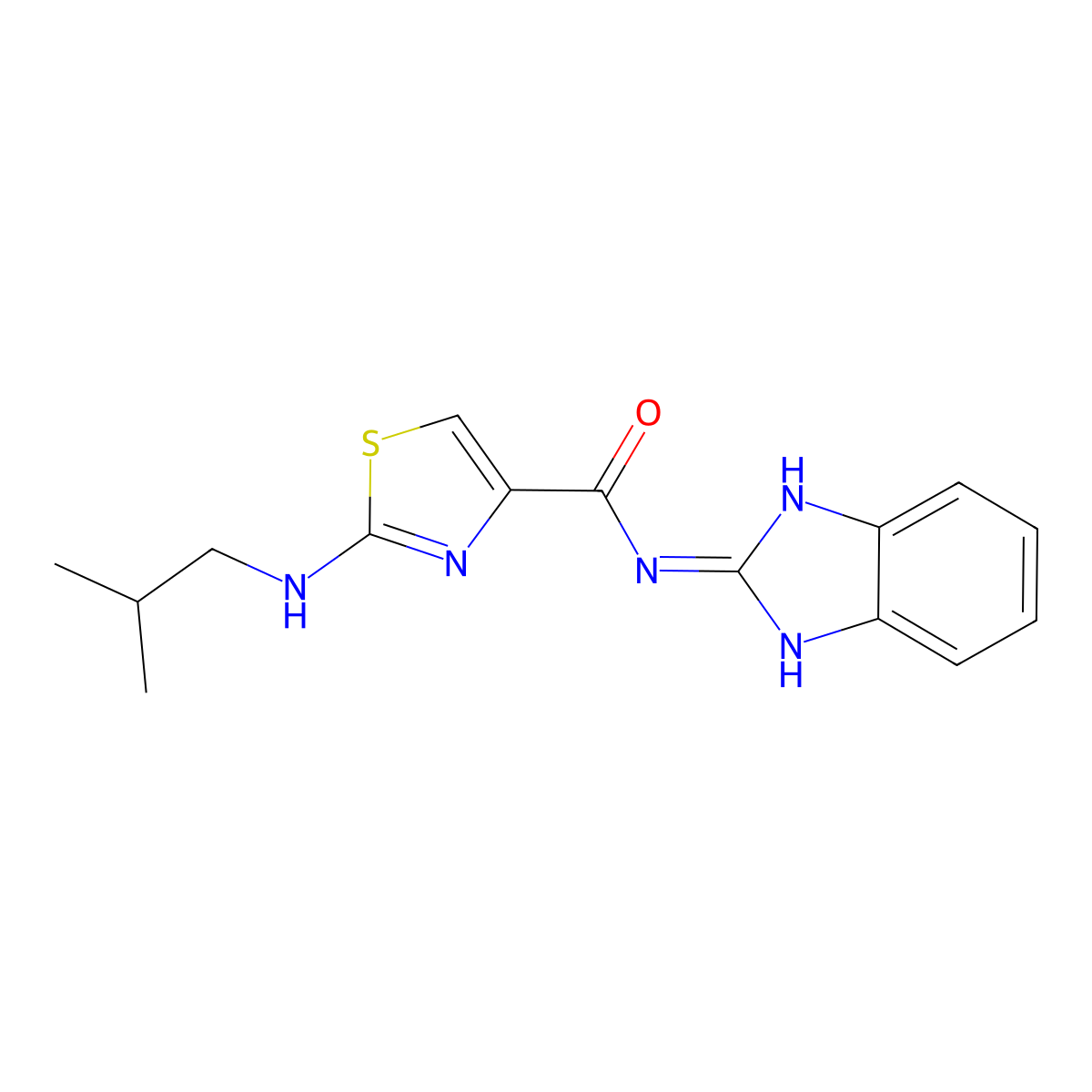 N-(1,3-dihydro-2H-benzimidazol-2-ylidene)-2-[(2-methylpropyl)amino]-1,3-thiazole-4-carboxamide molecular structure, CAS 1219565-28-2