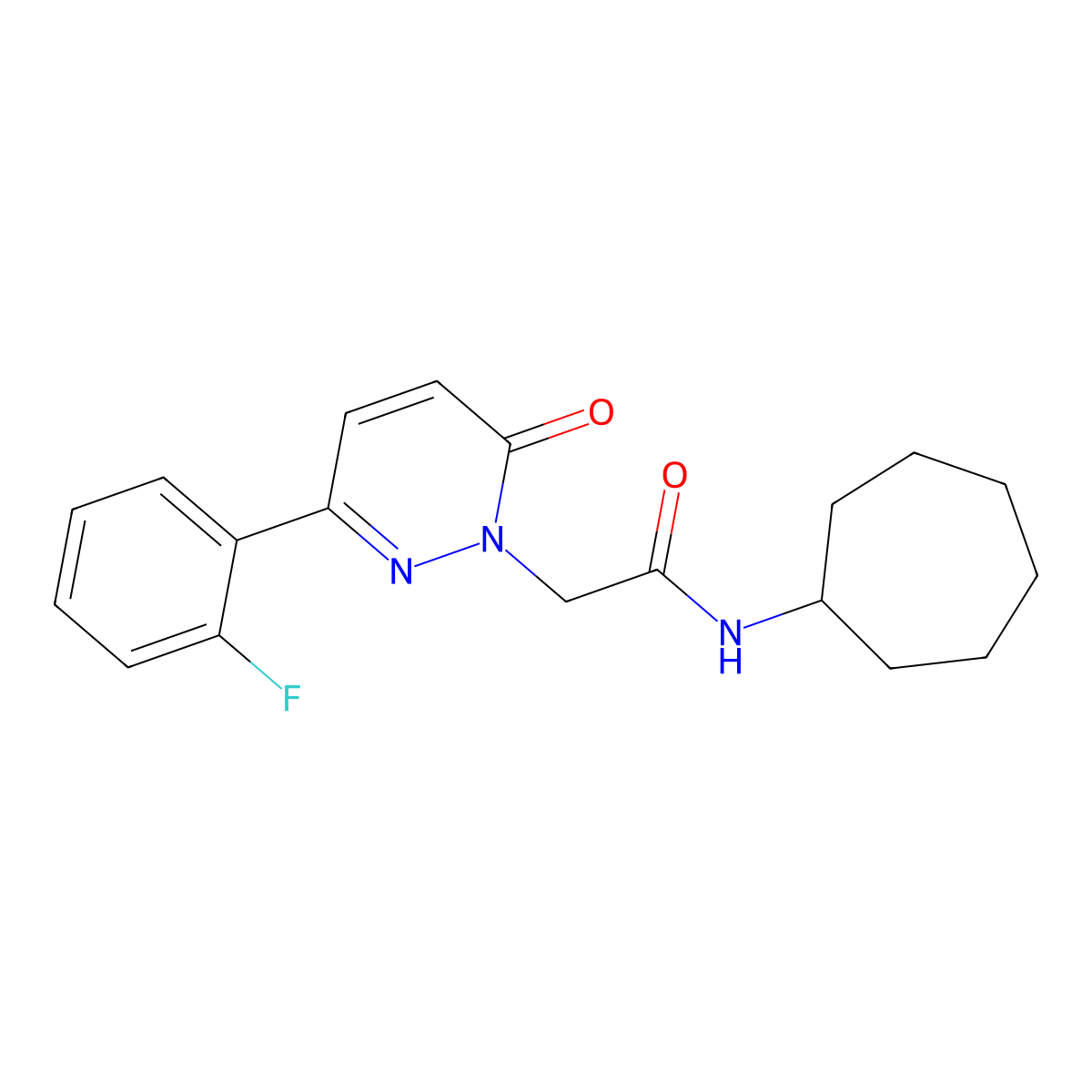 N-cycloheptyl-2-[3-(2-fluorophenyl)-6-oxo-1(6H)-pyridazinyl]acetamide molecular structure, CAS 1219565-45-3