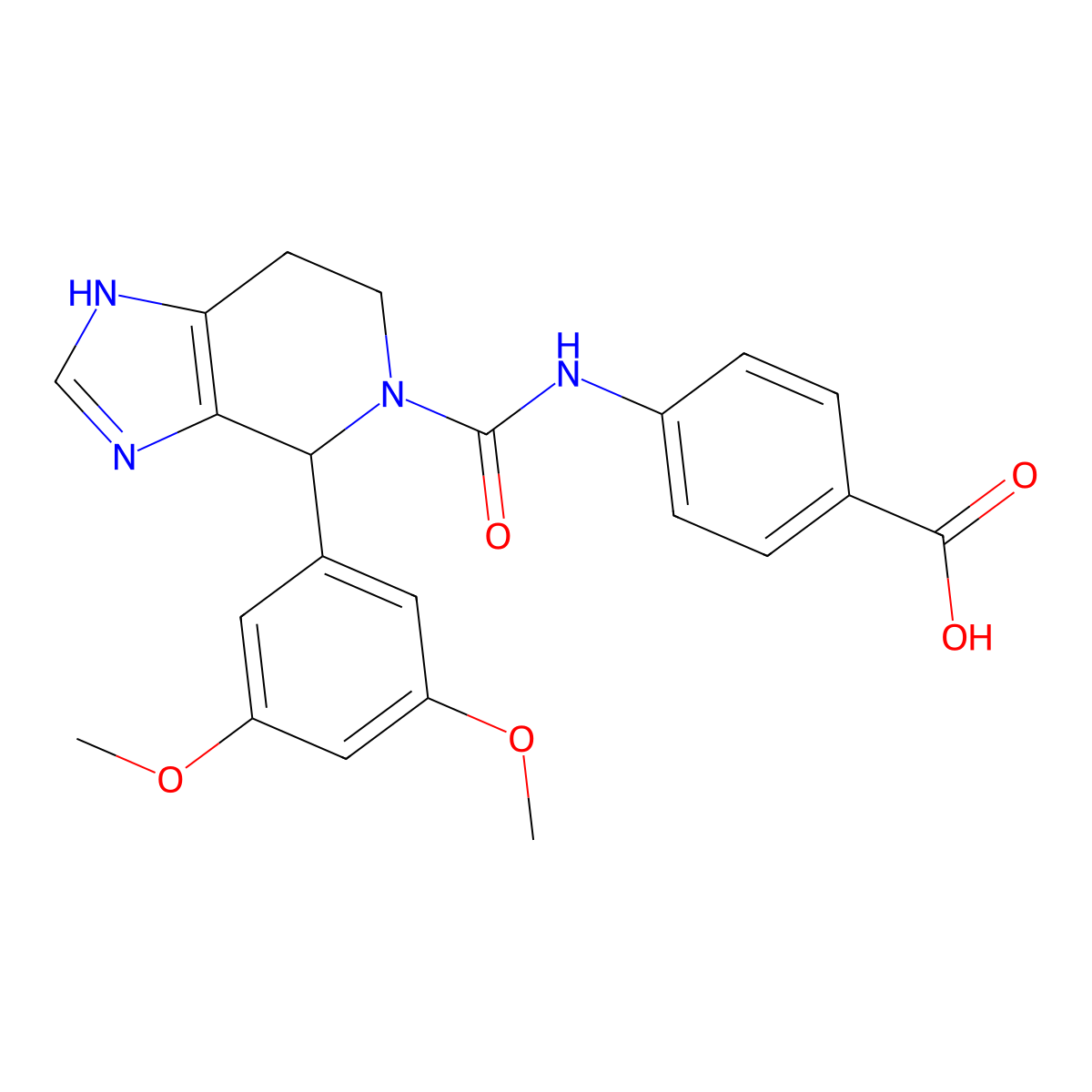 4-({[4-(3,5-dimethoxyphenyl)-1,4,6,7-tetrahydro-5H-imidazo[4,5-c]pyridin-5-yl]carbonyl}amino)benzoic acid molecular structure, CAS 1219565-50-0