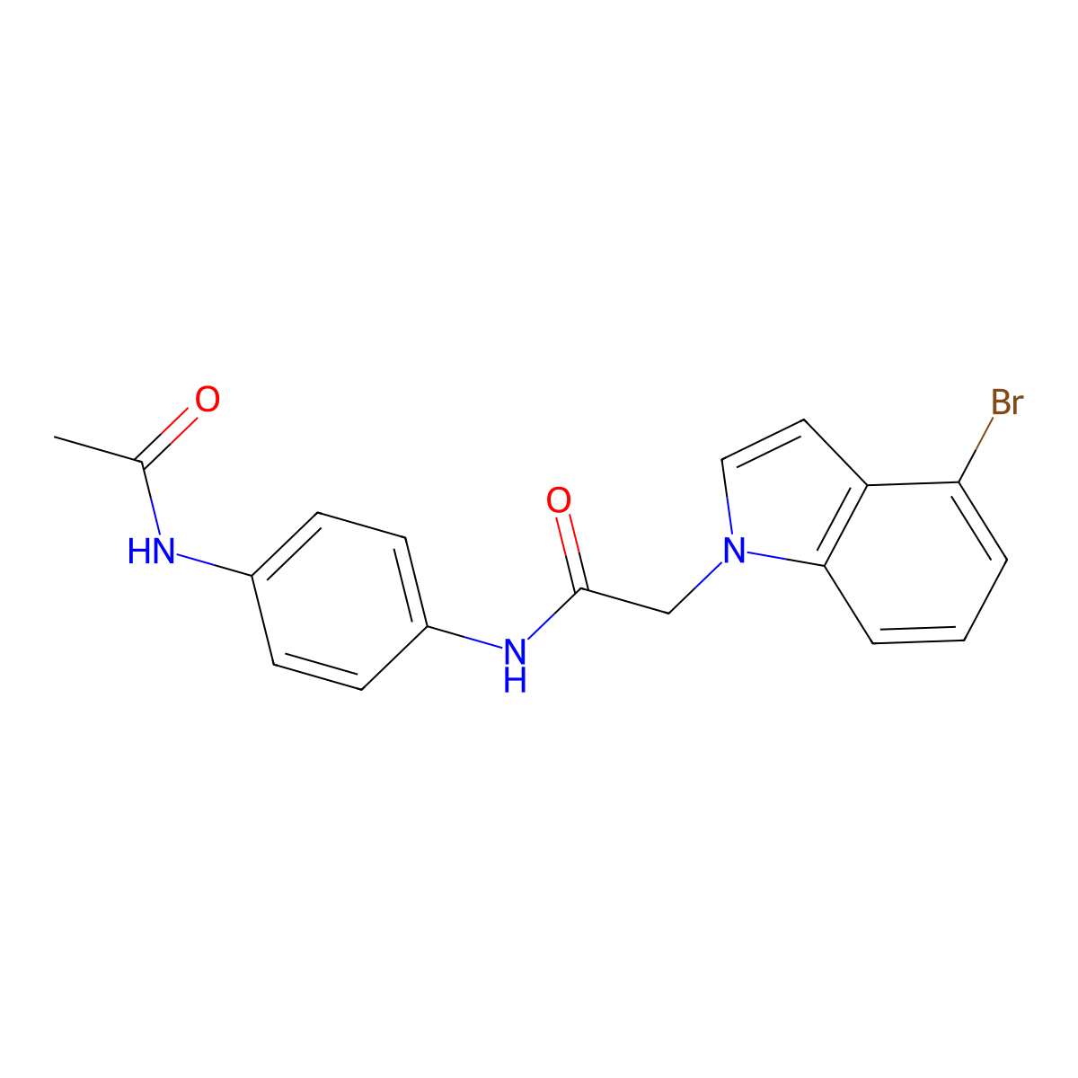N-[4-(acetylamino)phenyl]-2-(4-bromo-1H-indol-1-yl)acetamide molecular structure, CAS 1219565-52-2