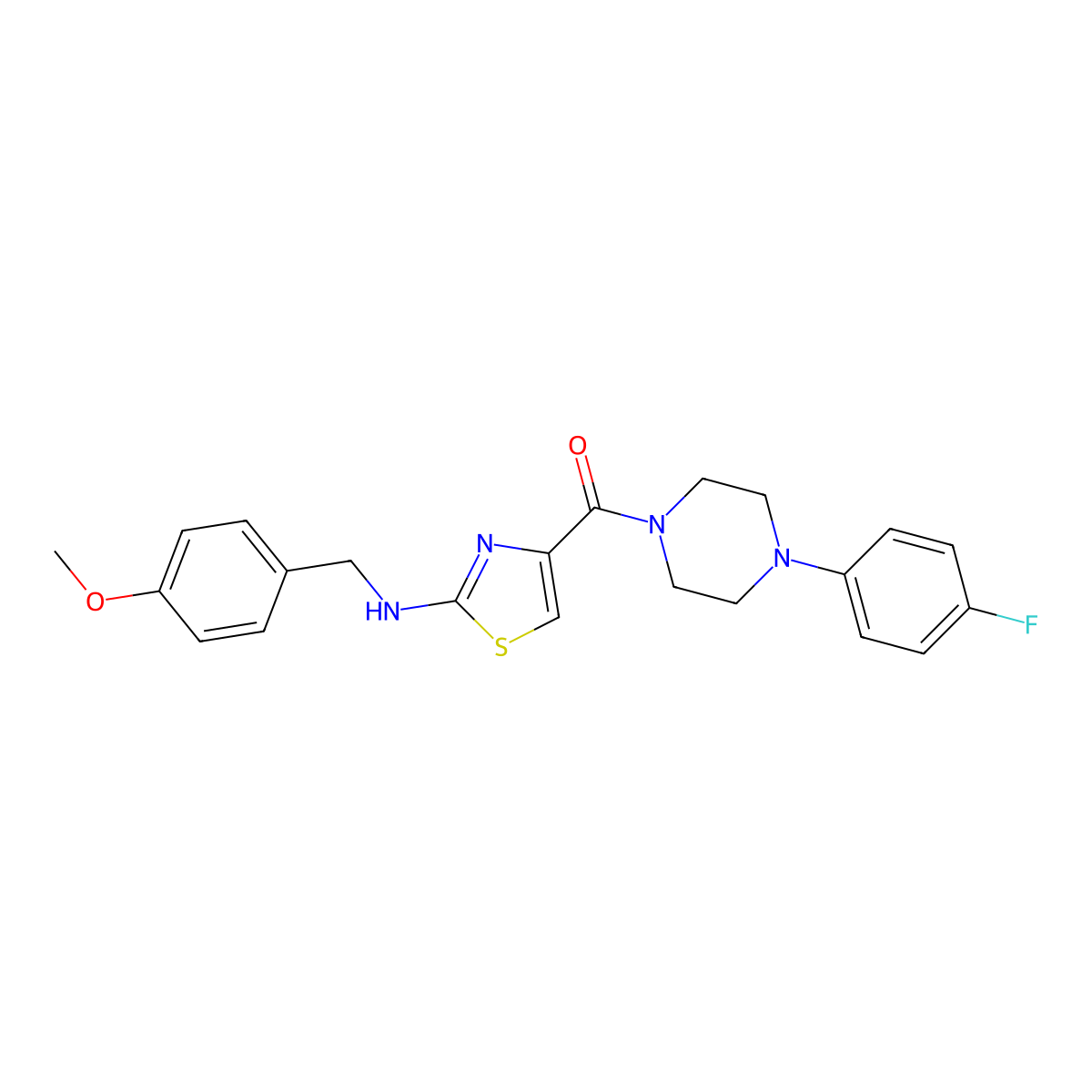 [4-(4-Fluorophenyl)piperazin-1-yl]{2-[(4-methoxybenzyl)amino]-1,3-thiazol-4-yl}methanone molecular structure, CAS 1219565-70-4