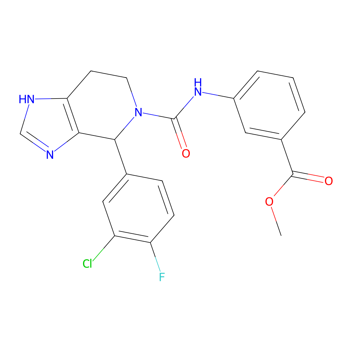 methyl 3-({[4-(3-chloro-4-fluorophenyl)-1,4,6,7-tetrahydro-5H-imidazo[4,5-c]pyridin-5-yl]carbonyl}amino)benzoate molecular structure, CAS 1219565-79-3