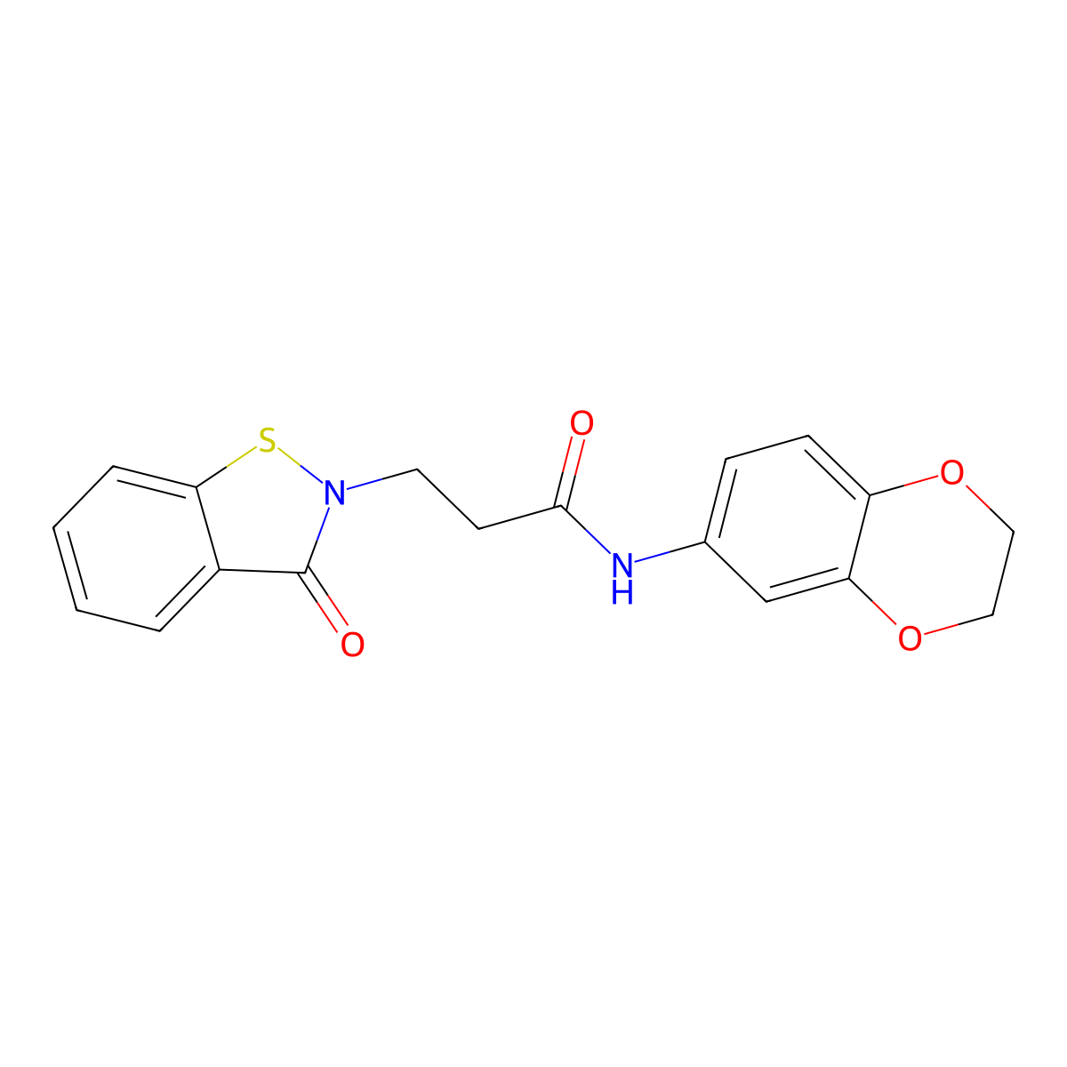 N-(2,3-dihydro-1,4-benzodioxin-6-yl)-3-(3-oxo-1,2-benzothiazol-2(3H)-yl)propanamide molecular structure, CAS 1219566-06-9