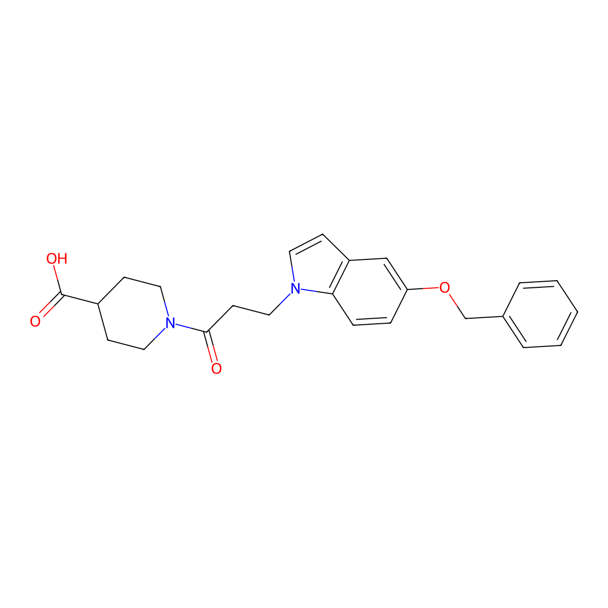 1-{3-[5-(benzyloxy)-1H-indol-1-yl]propanoyl}piperidine-4-carboxylic acid molecular structure, CAS 1219566-12-7