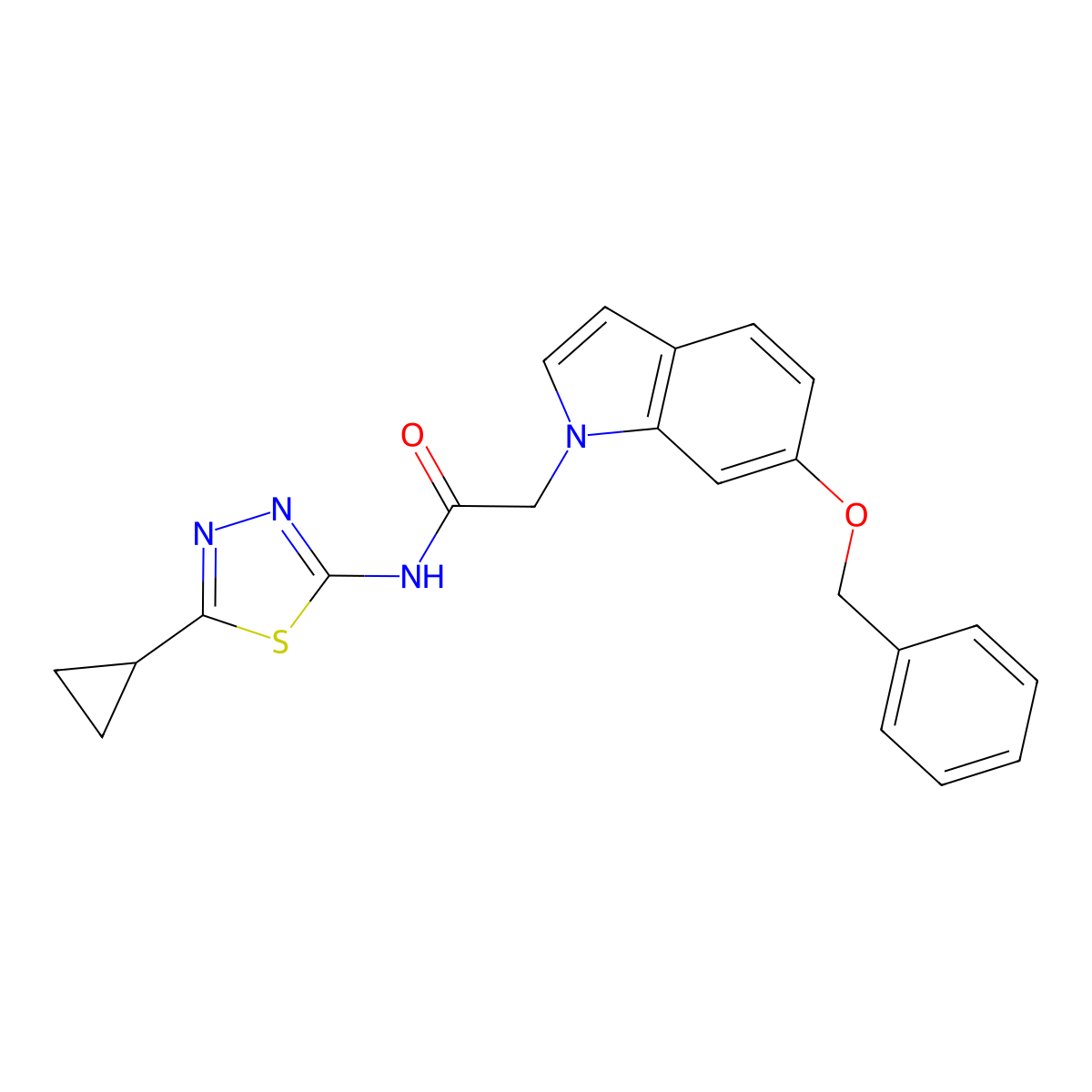 2-(6-(benzyloxy)-1H-indol-1-yl)-N-(5-cyclopropyl-1,3,4-thiadiazol-2-yl)acetamide molecular structure, CAS 1219566-15-0