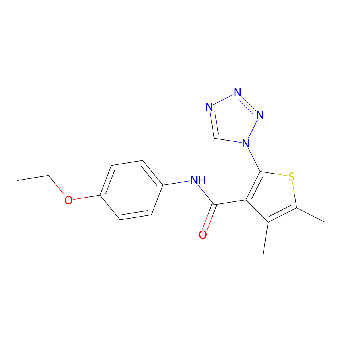 N-(4-ethoxyphenyl)-4,5-dimethyl-2-(1H-tetrazol-1-yl)thiophene-3-carboxamide molecular structure, CAS 1219566-22-9