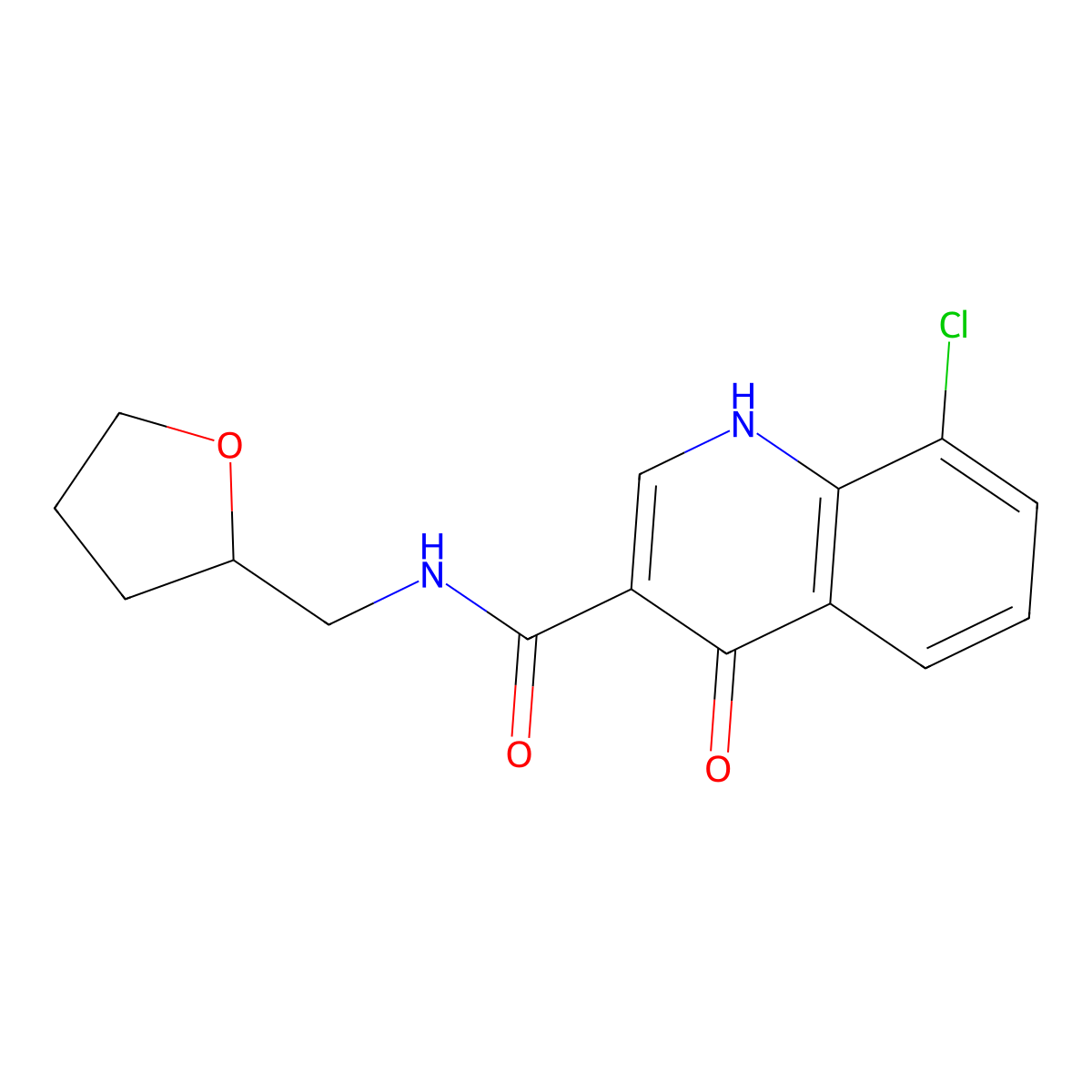 8-chloro-4-oxo-N-(tetrahydrofuran-2-ylmethyl)-1,4-dihydroquinoline-3-carboxamide molecular structure, CAS 1219566-38-7