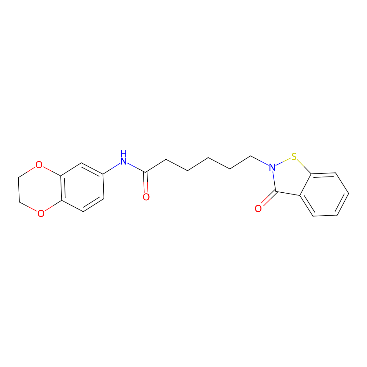 N-(2,3-dihydro-1,4-benzodioxin-6-yl)-6-(3-oxo-1,2-benzothiazol-2(3H)-yl)hexanamide molecular structure, CAS 1219566-55-8