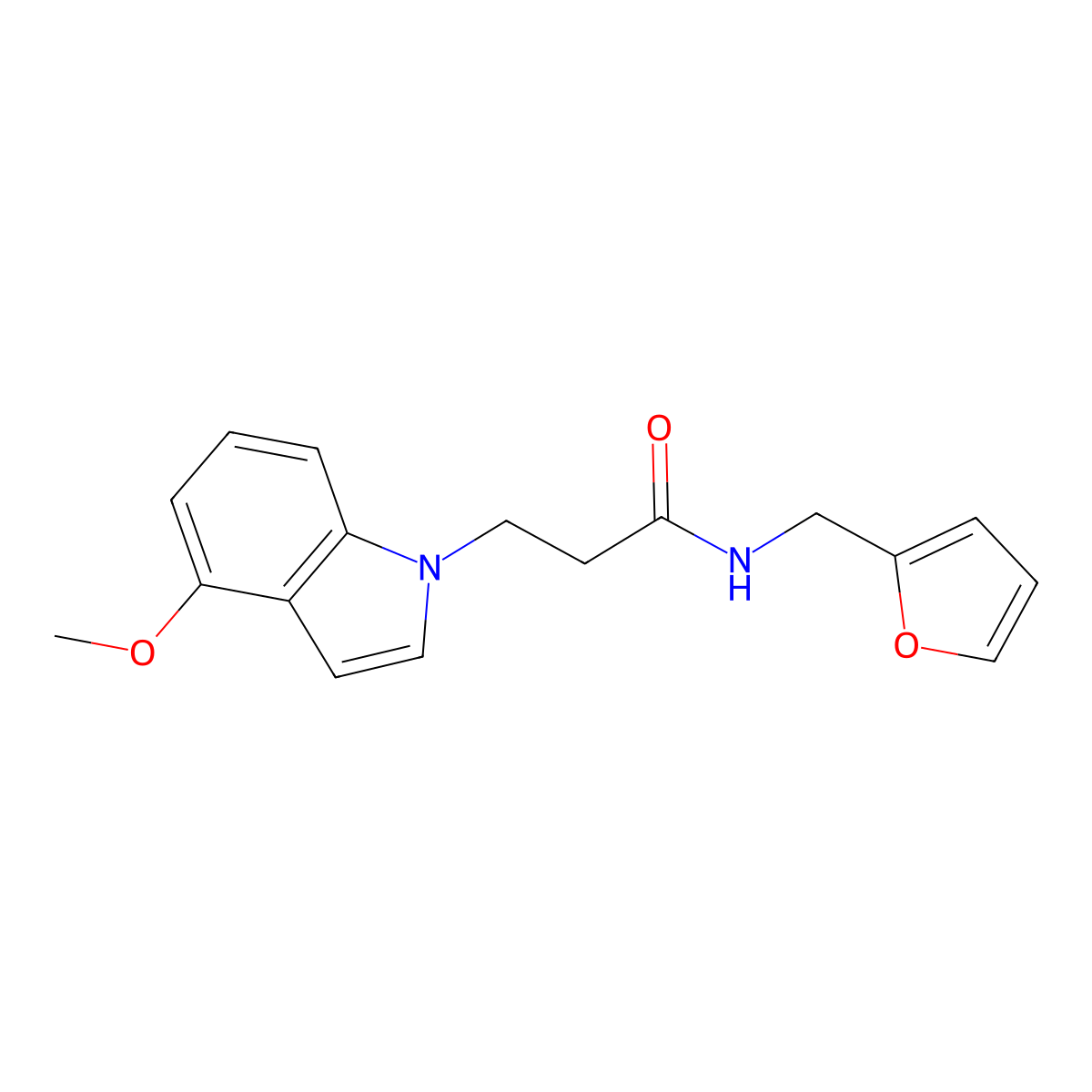N-(2-furylmethyl)-3-(4-methoxy-1H-indol-1-yl)propanamide molecular structure, CAS 1219566-66-1