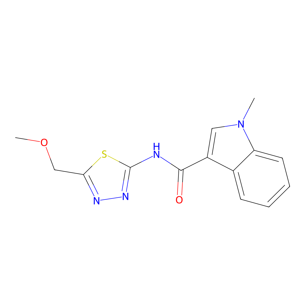 N-[(2E)-5-(methoxymethyl)-1,3,4-thiadiazol-2(3H)-ylidene]-1-methyl-1H-indole-3-carboxamide molecular structure, CAS 1219566-67-2