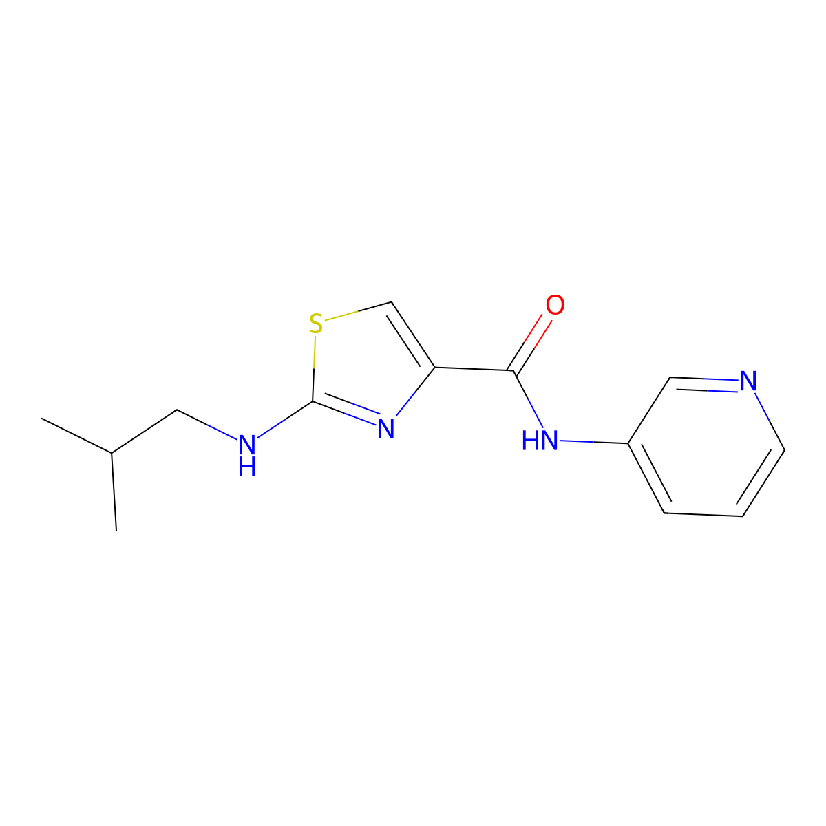 2-[(2-methylpropyl)amino]-N-(pyridin-3-yl)-1,3-thiazole-4-carboxamide molecular structure, CAS 1219566-76-3