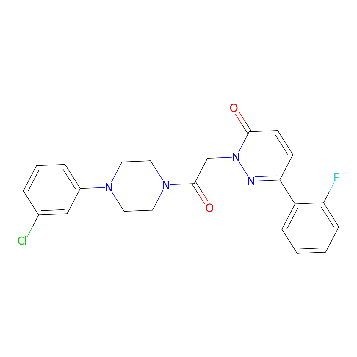 2-{2-[4-(3-chlorophenyl)-1-piperazinyl]-2-oxoethyl}-6-(2-fluorophenyl)-3(2H)-pyridazinone molecular structure, CAS 1219566-77-4