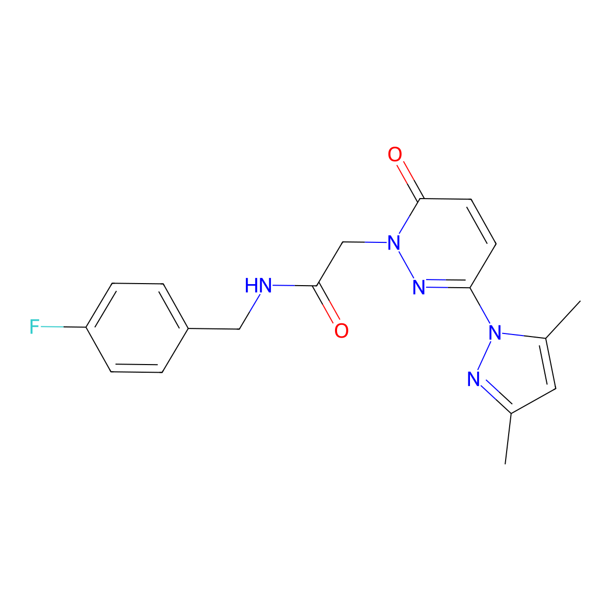 2-(3-(3,5-dimethyl-1H-pyrazol-1-yl)-6-oxopyridazin-1(6H)-yl)-N-(4-fluorobenzyl)acetamide molecular structure, CAS 1219566-86-5