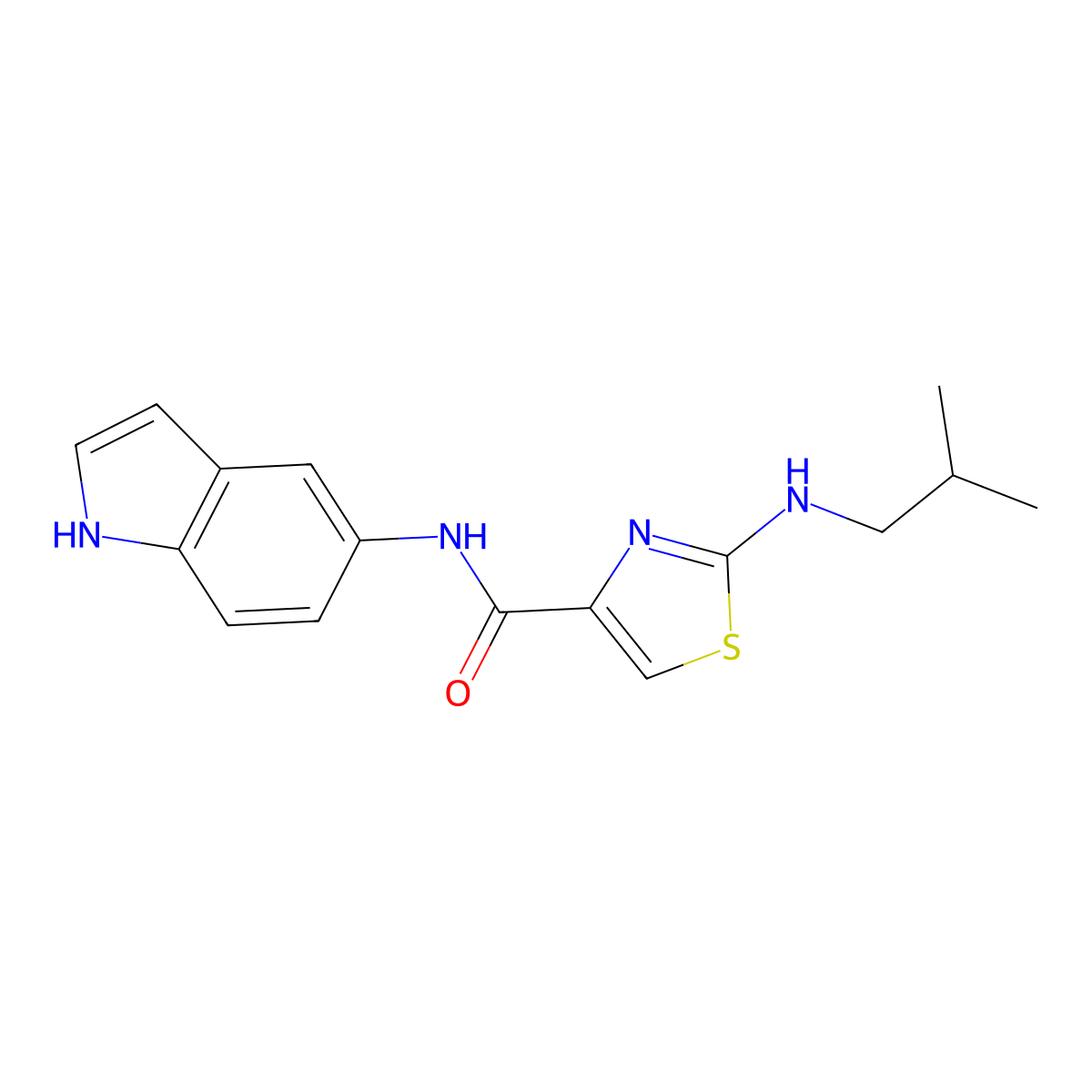 N-(1H-indol-5-yl)-2-(isobutylamino)-1,3-thiazole-4-carboxamide molecular structure, CAS 1219566-90-1