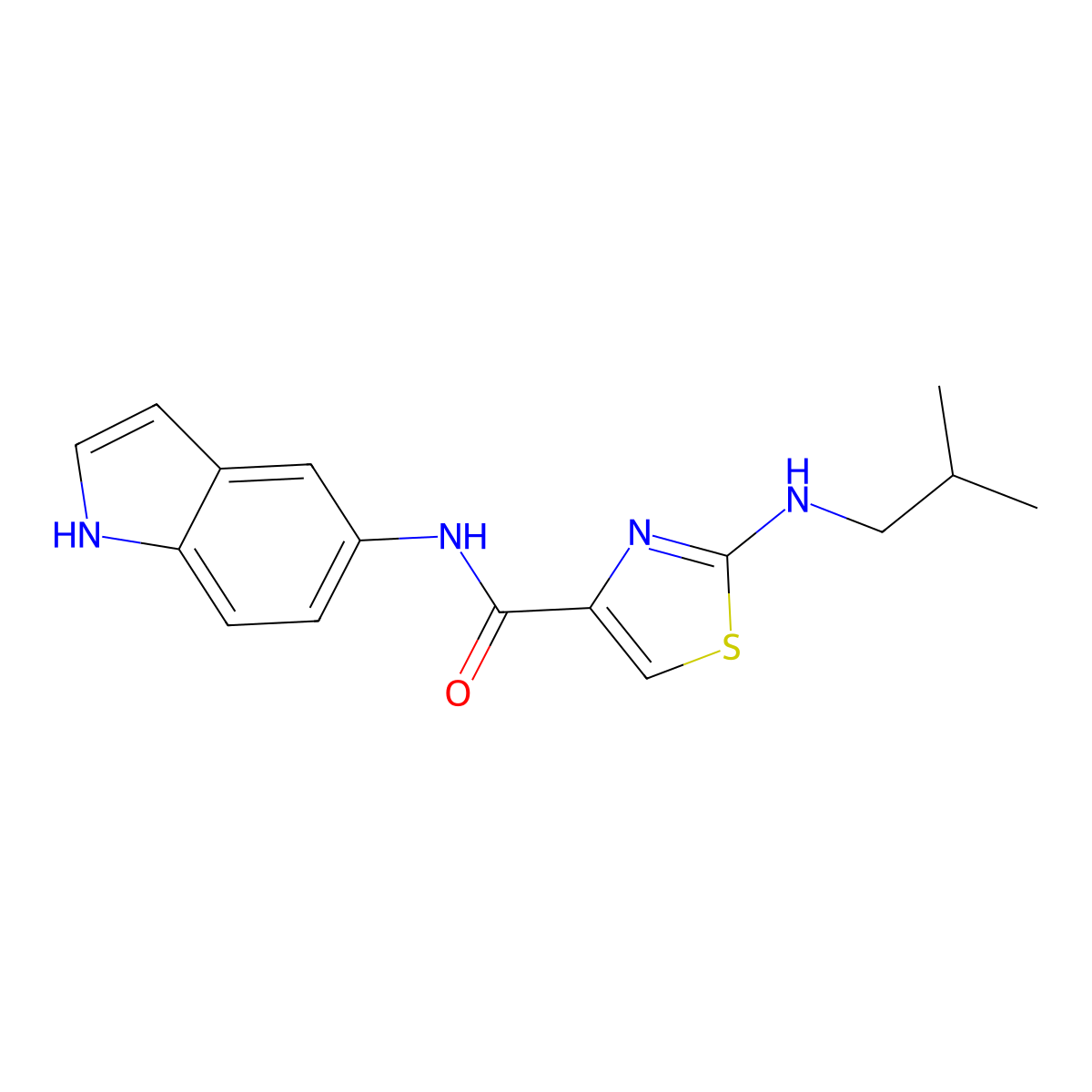 N-(1H-indol-5-yl)-2-(isobutylamino)-1,3-thiazole-4-carboxamide molecular structure, CAS 1219566-90-1
