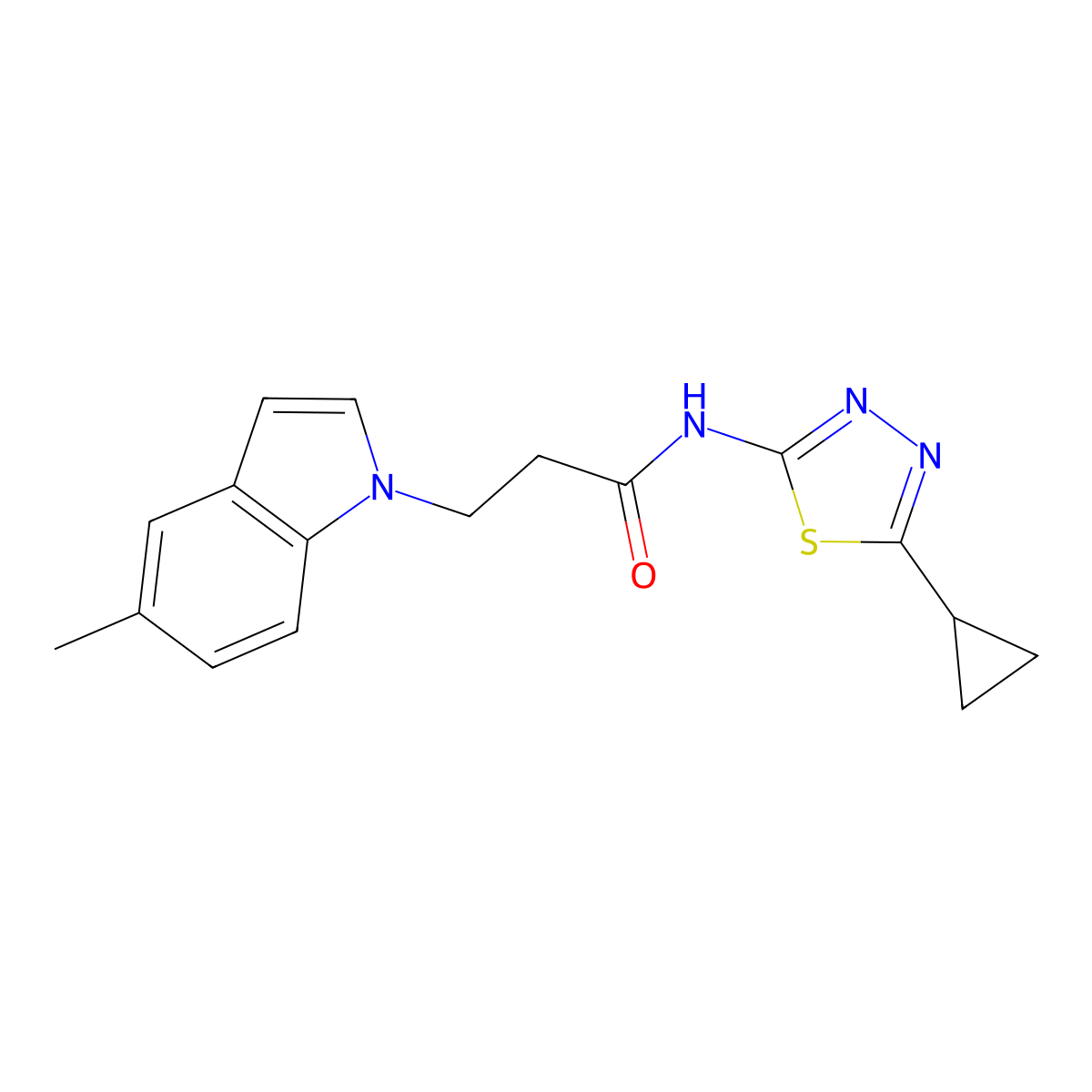 N-(5-cyclopropyl-1,3,4-thiadiazol-2-yl)-3-(5-methyl-1H-indol-1-yl)propanamide molecular structure, CAS 1219566-97-8