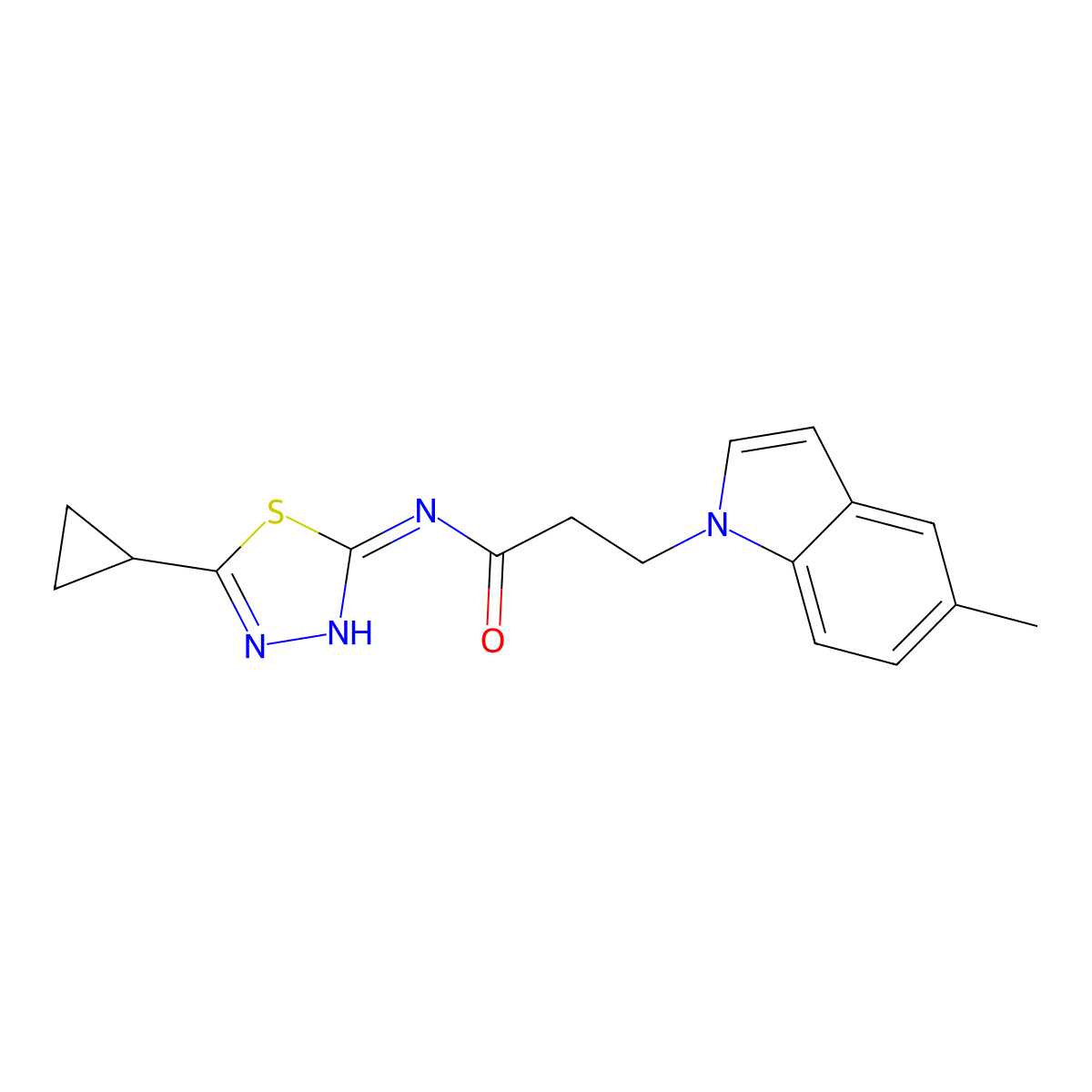 N-(5-cyclopropyl-1,3,4-thiadiazol-2-yl)-3-(5-methyl-1H-indol-1-yl)propanamide molecular structure, CAS 1219566-97-8