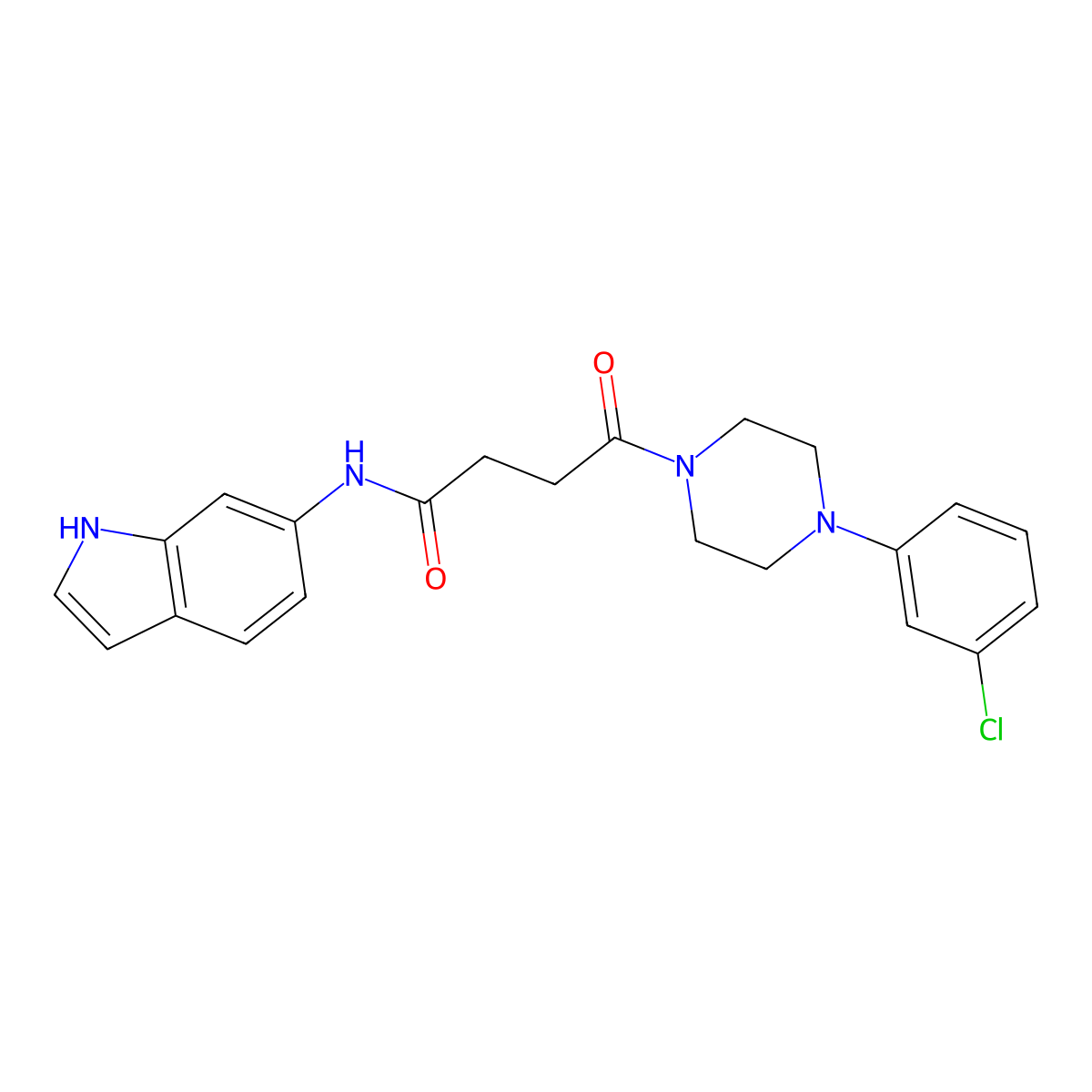 4-[4-(3-chlorophenyl)piperazino]-N-(1H-indol-6-yl)-4-oxobutanamide molecular structure, CAS 1219567-05-1