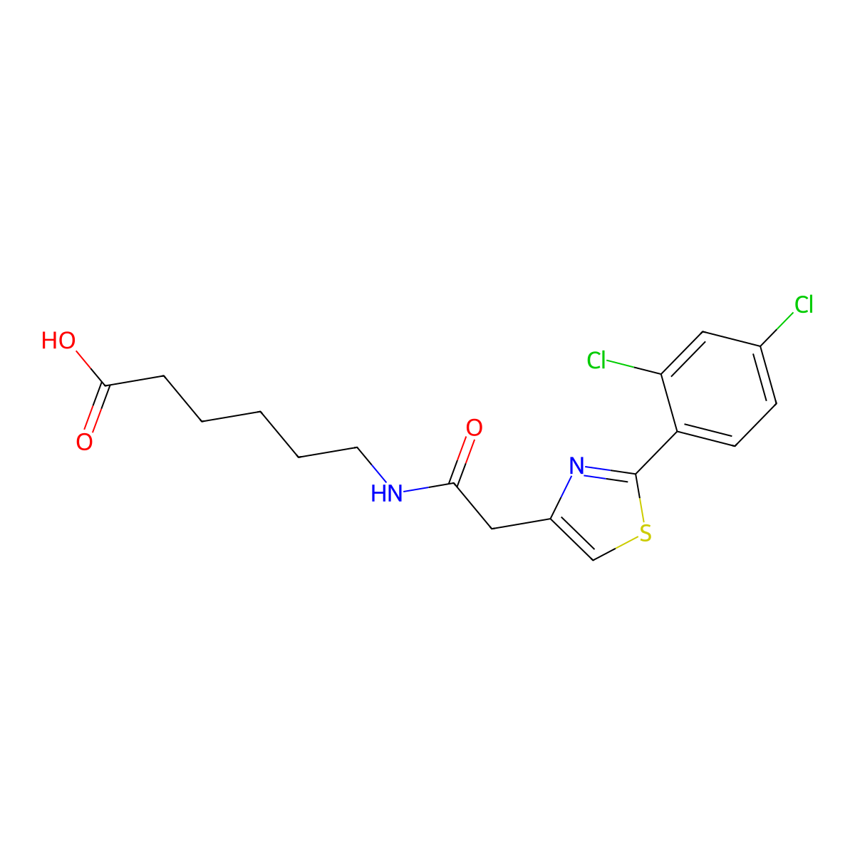 6-({[2-(2,4-Dichlorophenyl)-1,3-thiazol-4-yl]acetyl}amino)hexanoic acid molecular structure, CAS 1219567-17-5