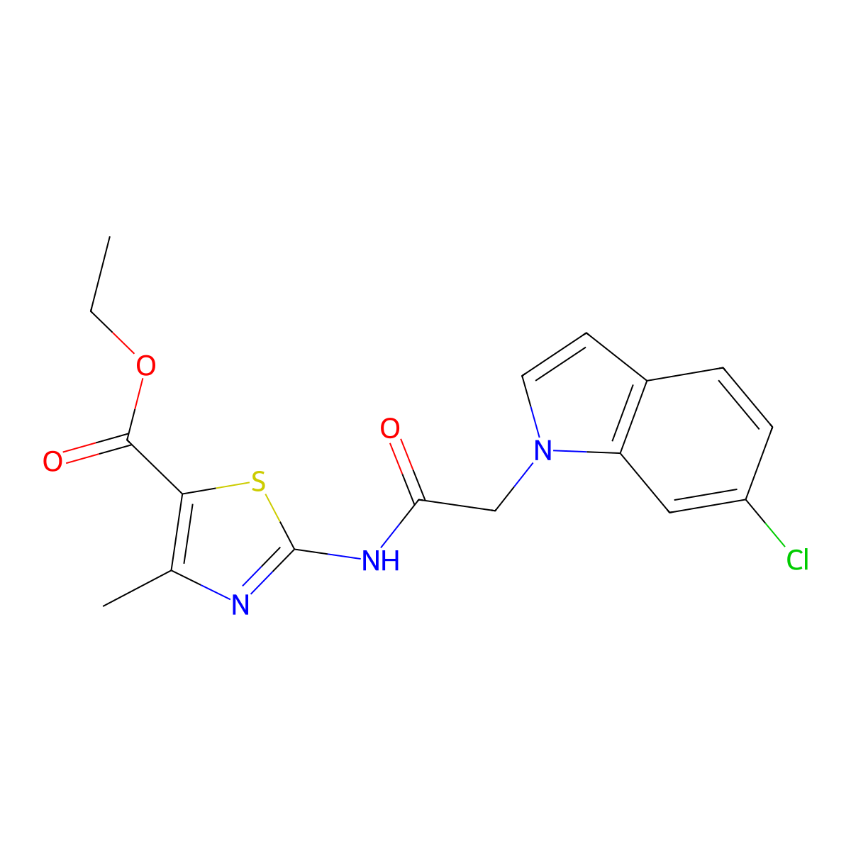 ethyl 2-{[(6-chloro-1H-indol-1-yl)acetyl]amino}-4-methyl-1,3-thiazole-5-carboxylate molecular structure, CAS 1219567-20-0