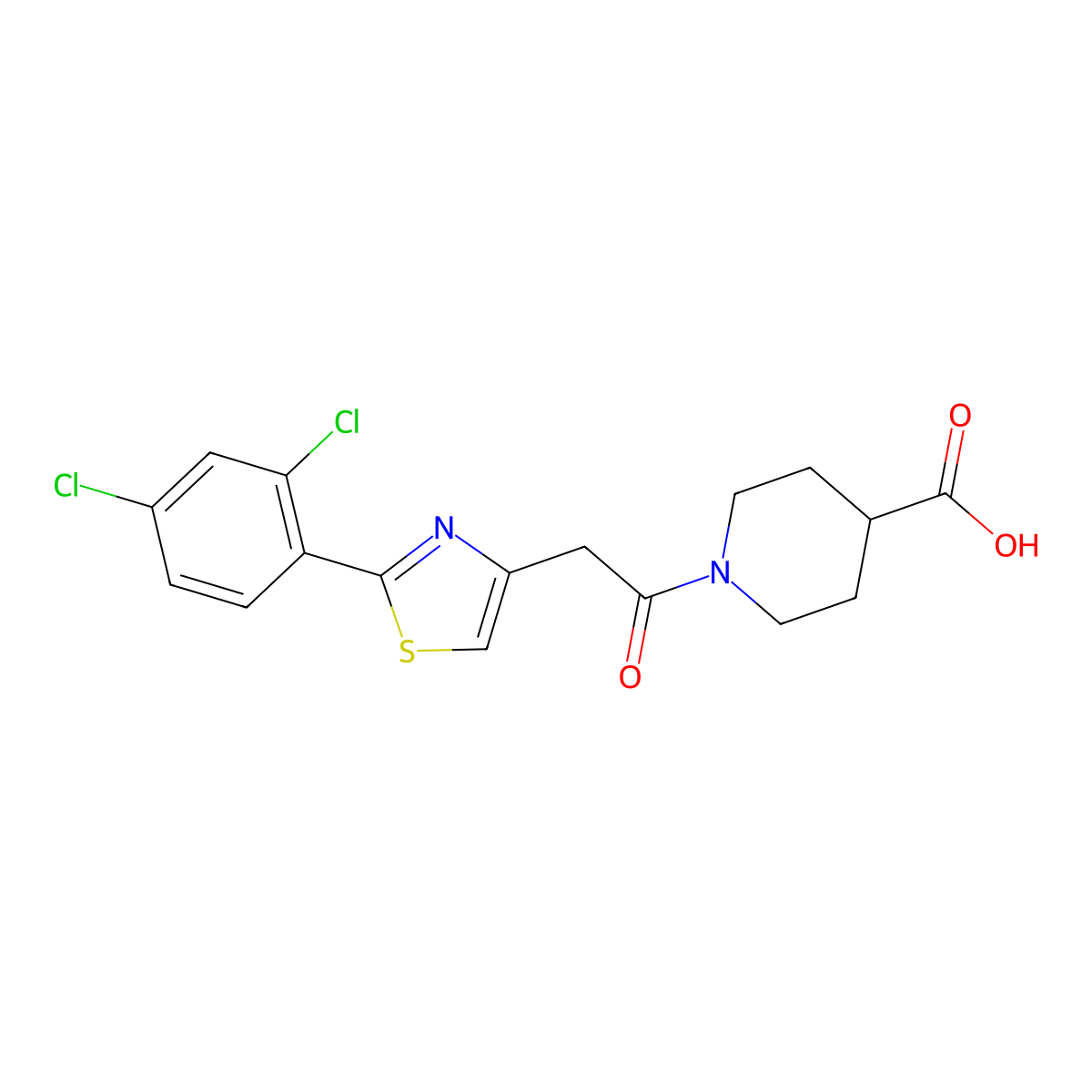 1-{[2-(2,4-Dichlorophenyl)-1,3-thiazol-4-yl]acetyl}piperidine-4-carboxylic acid molecular structure, CAS 1219567-28-8