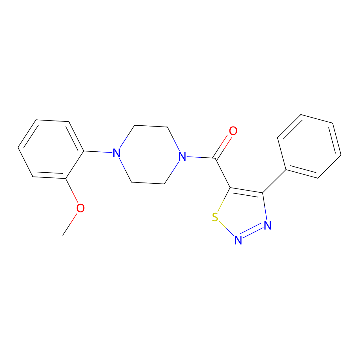 (4-(2-Methoxyphenyl)piperazin-1-yl)(4-phenyl-1,2,3-thiadiazol-5-yl)methanone molecular structure, CAS 1219567-31-3