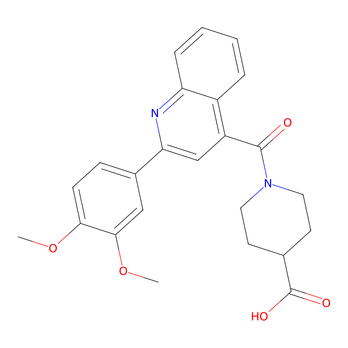 1-{[2-(3,4-Dimethoxyphenyl)quinolin-4-yl]carbonyl}piperidine-4-carboxylic acid molecular structure, CAS 1219567-42-6