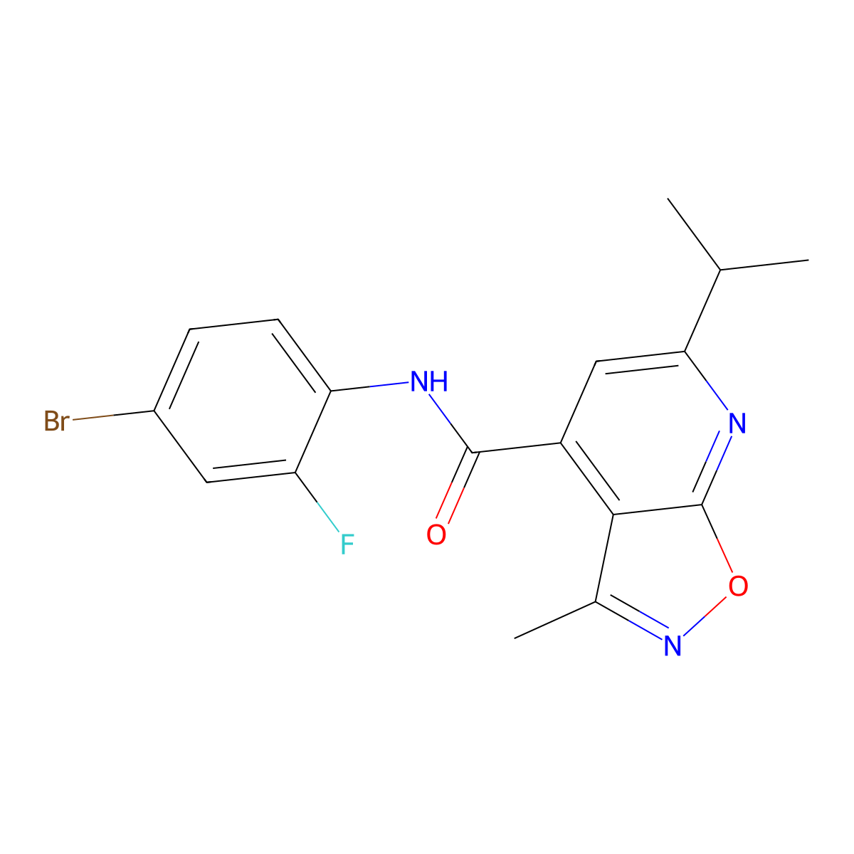 N-(4-bromo-2-fluorophenyl)-3-methyl-6-(propan-2-yl)[1,2]oxazolo[5,4-b]pyridine-4-carboxamide molecular structure, CAS 1219567-58-4