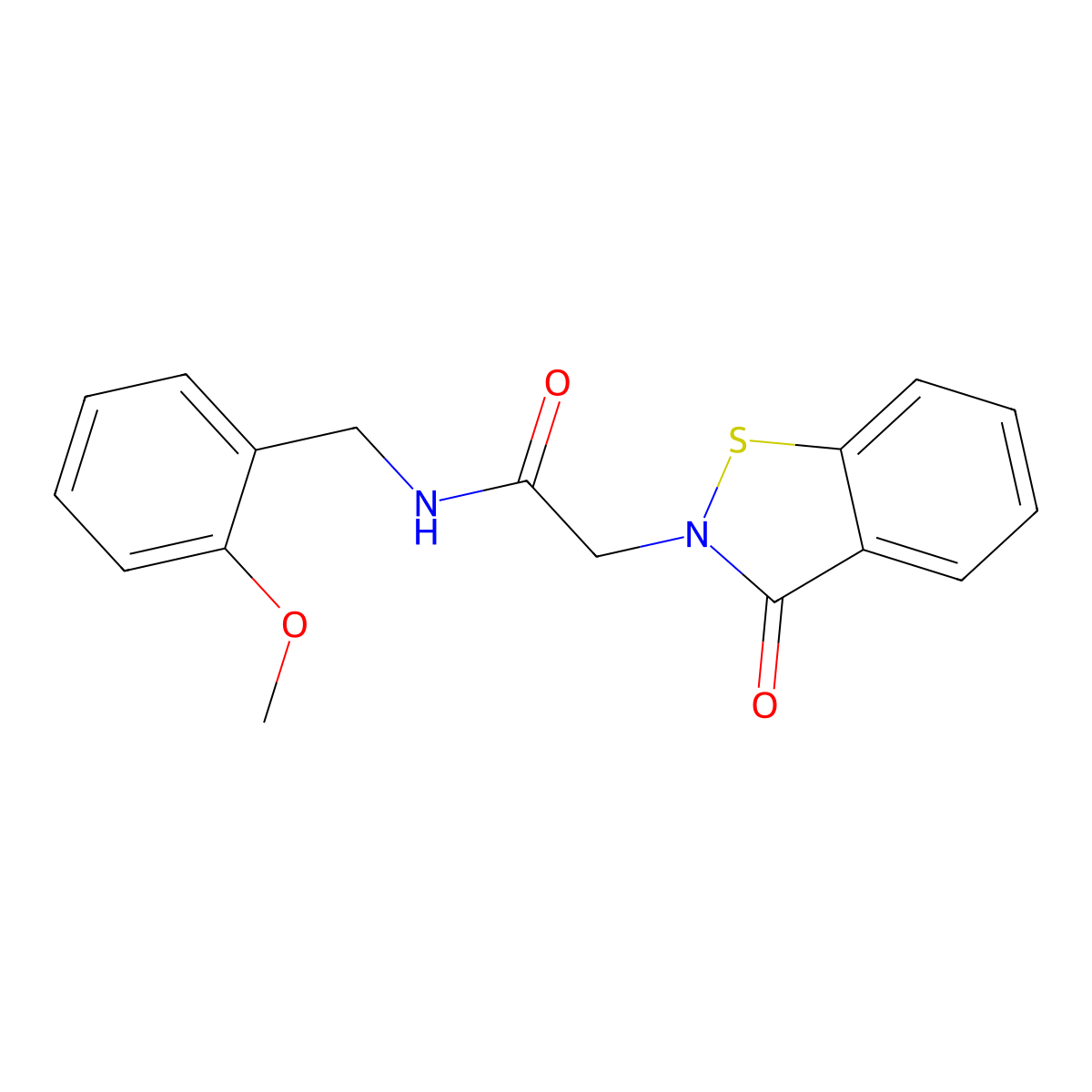 N-(2-methoxybenzyl)-2-(3-oxo-1,2-benzothiazol-2(3H)-yl)acetamide molecular structure, CAS 1219567-81-3
